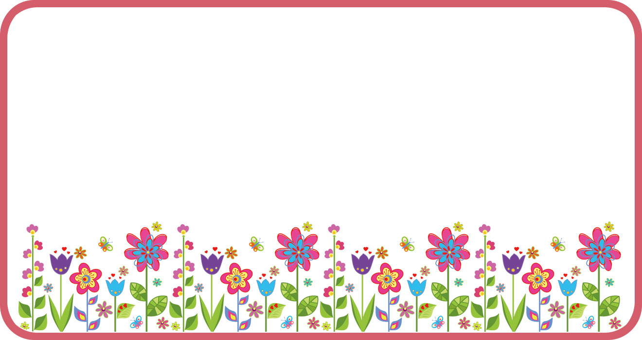 花のフレームのイラスト・画像No.074『ポップフレーム・花畑』／無料のフリー素材集【百花繚乱】