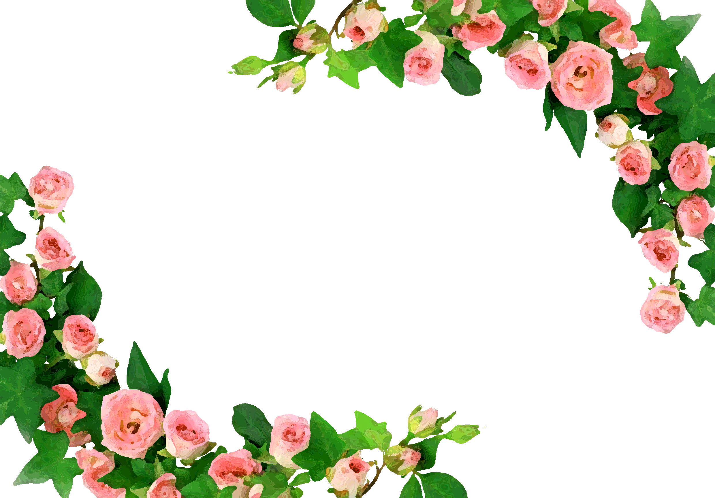 花のイラスト・フリー素材／フレーム枠No.394『ピンクのバラ』