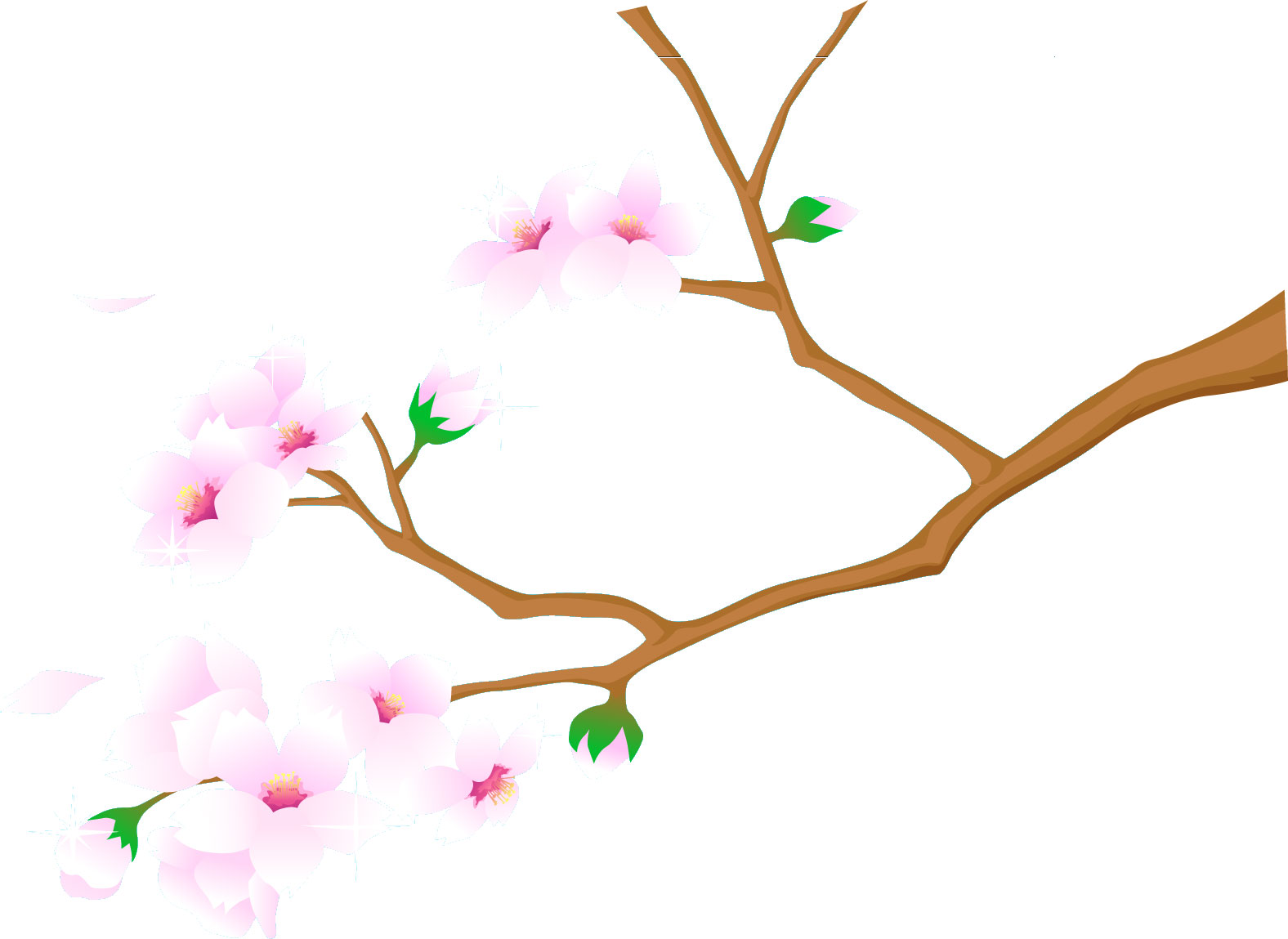 桜（さくら）の画像・イラスト・フリー素材／No.032『舞い散る桜・枝』