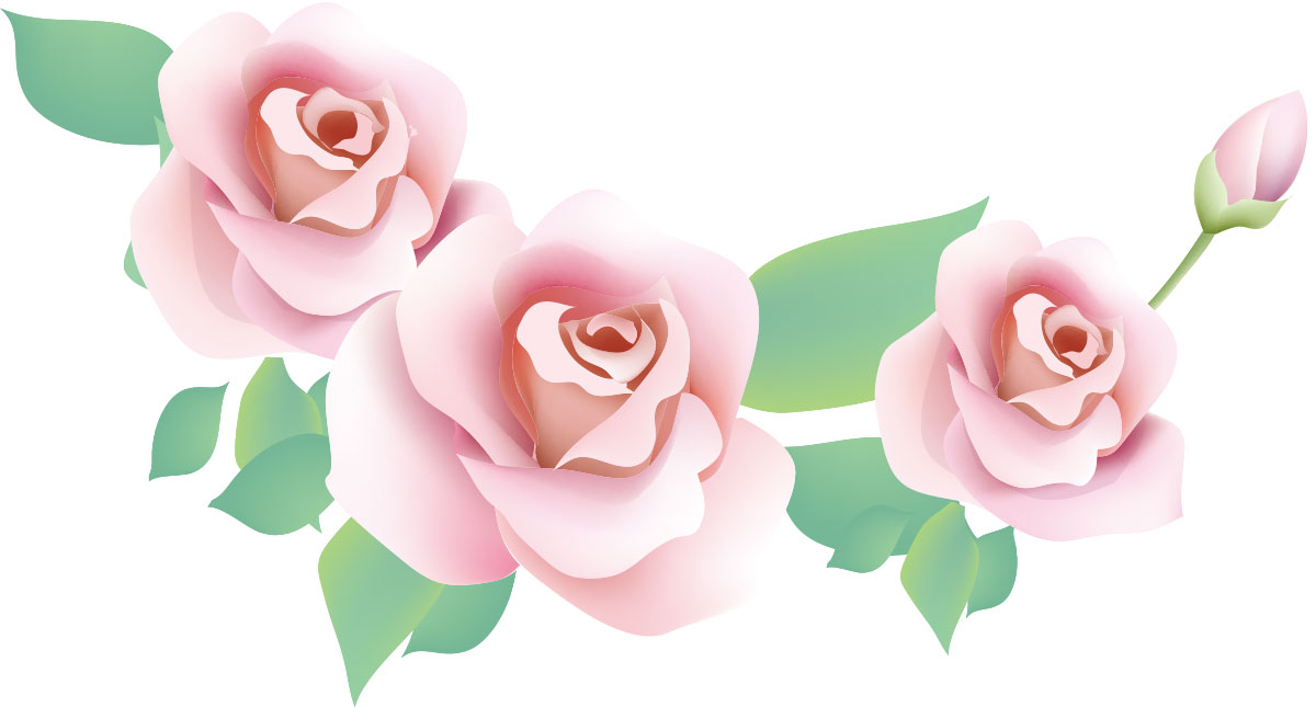 画像サンプル-ピンクのバラとつぼみ