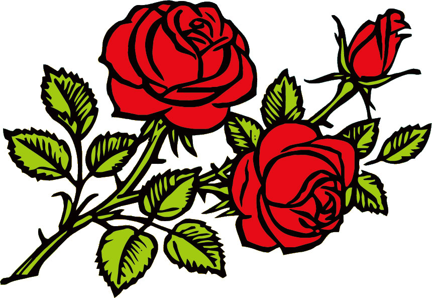画像サンプル-手書き風の赤バラ