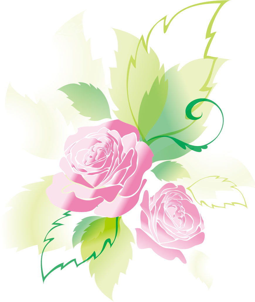 画像サンプル-ピンクのバラ・葉