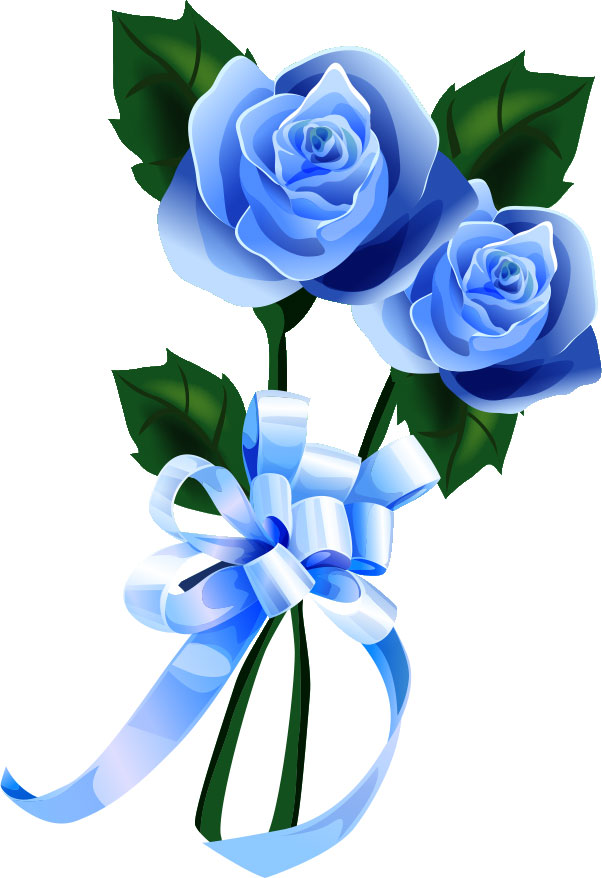 画像サンプル-青いバラの花束