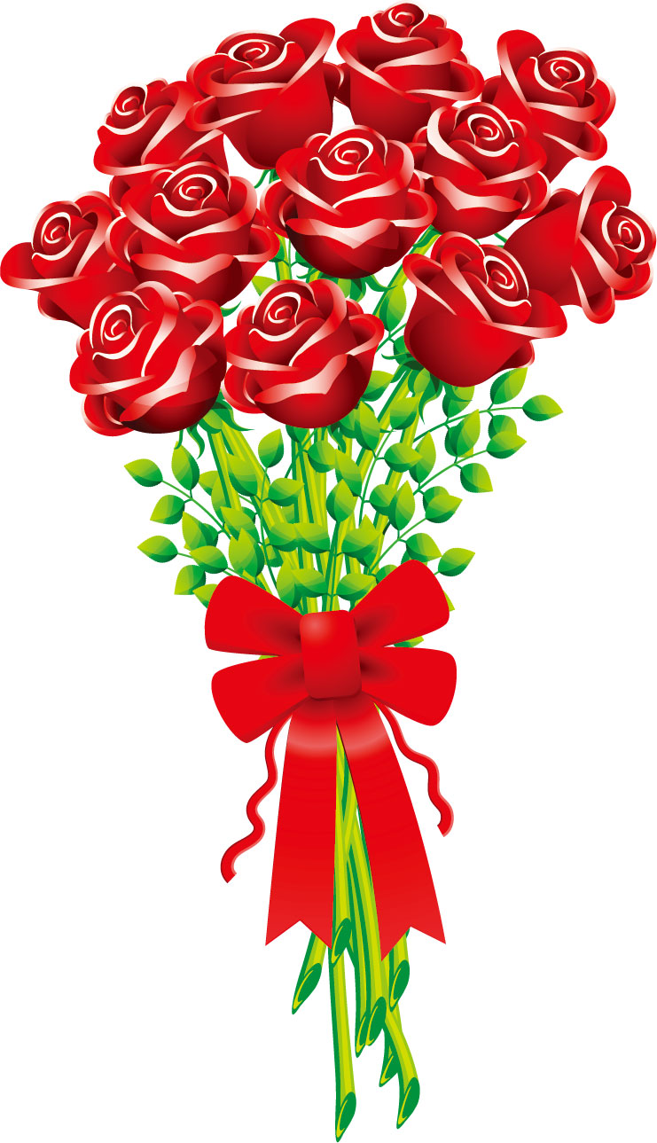 画像サンプル-赤いバラの花束