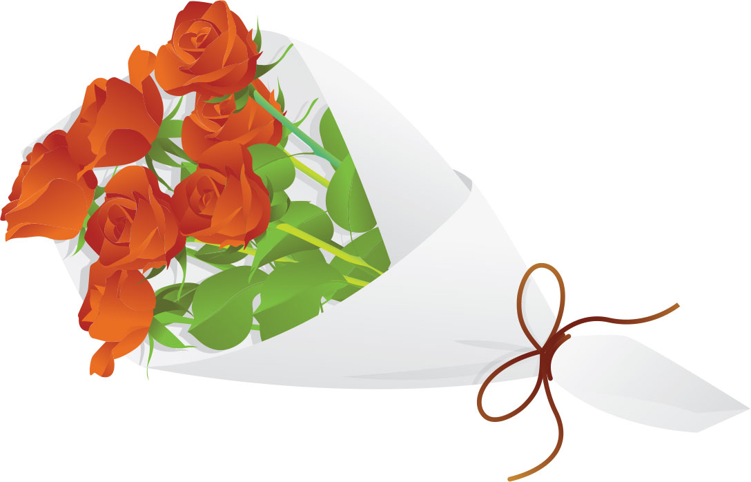 画像サンプル-赤いバラの花束・リアル