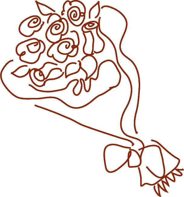 画像サンプル-バラの花束・線画