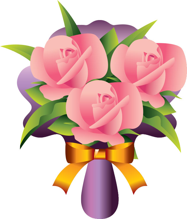 画像サンプル-ピンクのバラの花束