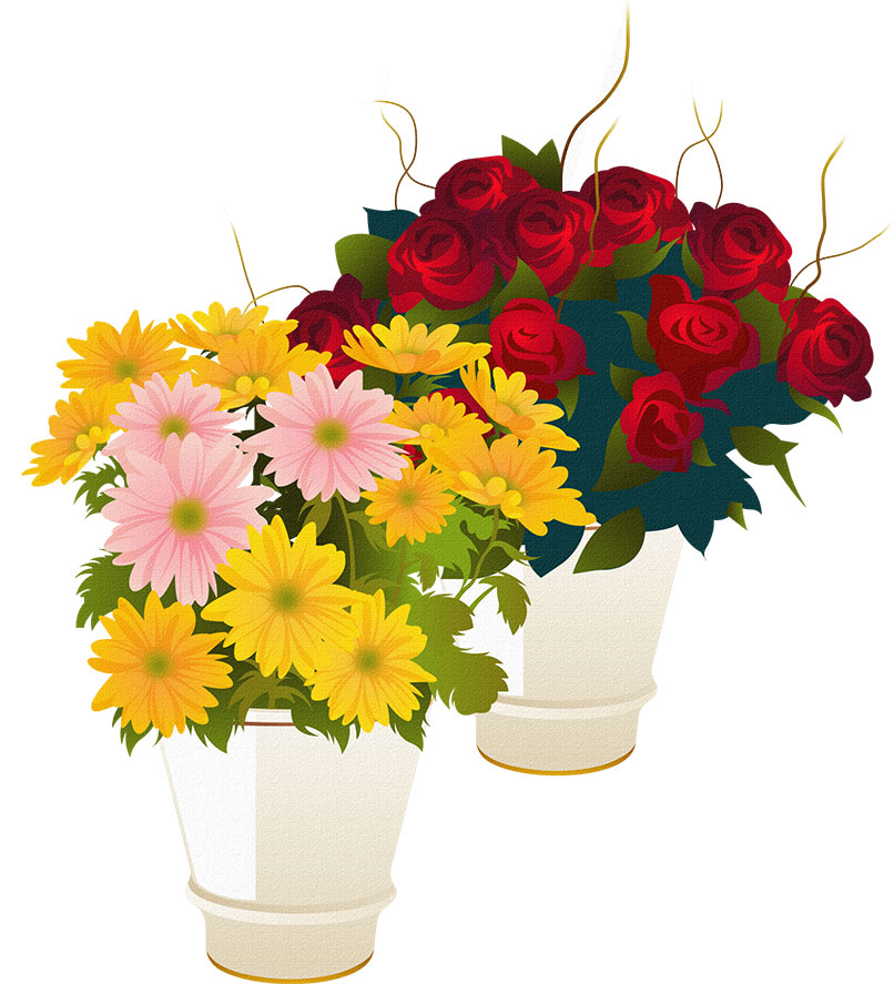 画像サンプル-花瓶の花々・バラ