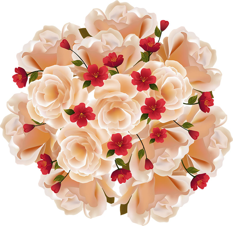 画像サンプル-白いバラの束・リアル