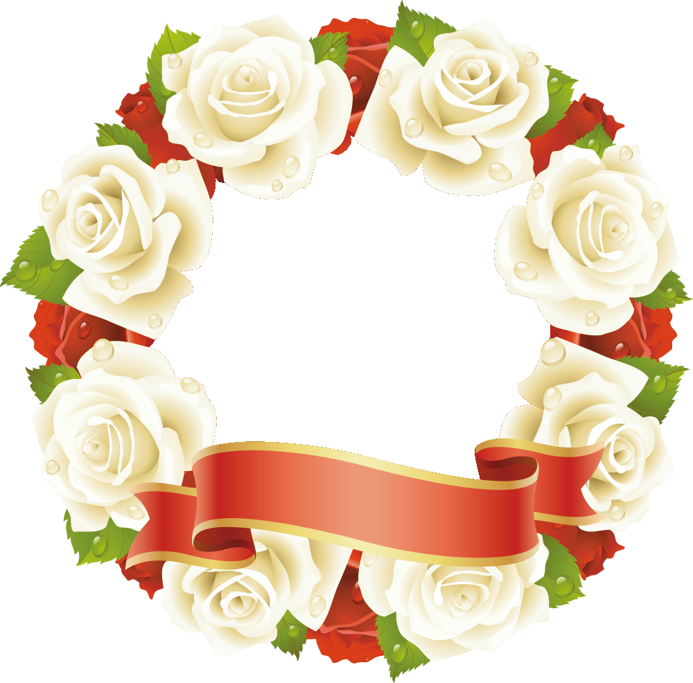 バラのイラスト 画像no 172 白いバラのフレーム 花輪 無料のフリー素材集 百花繚乱