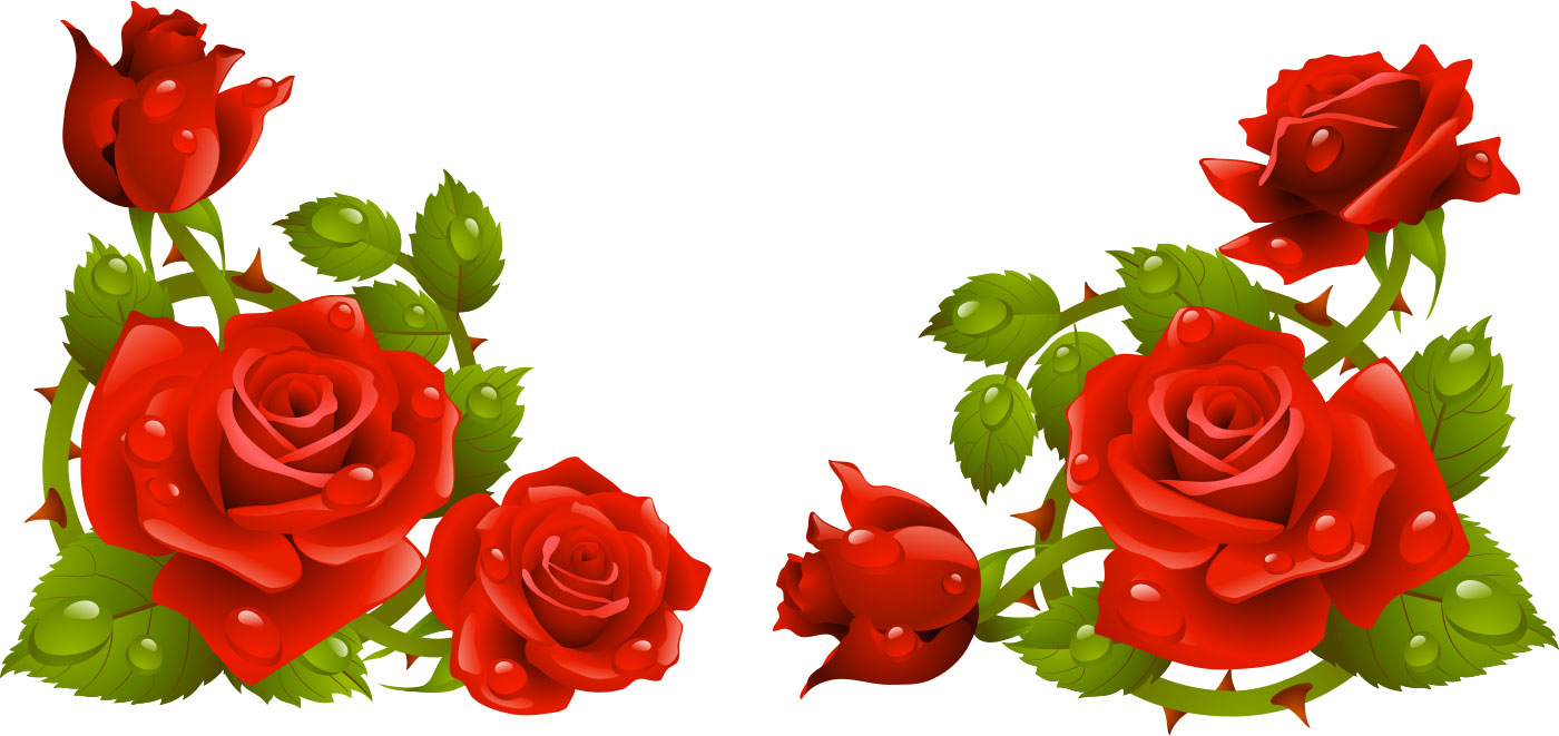 画像サンプル-バラの装飾素材・赤・水滴
