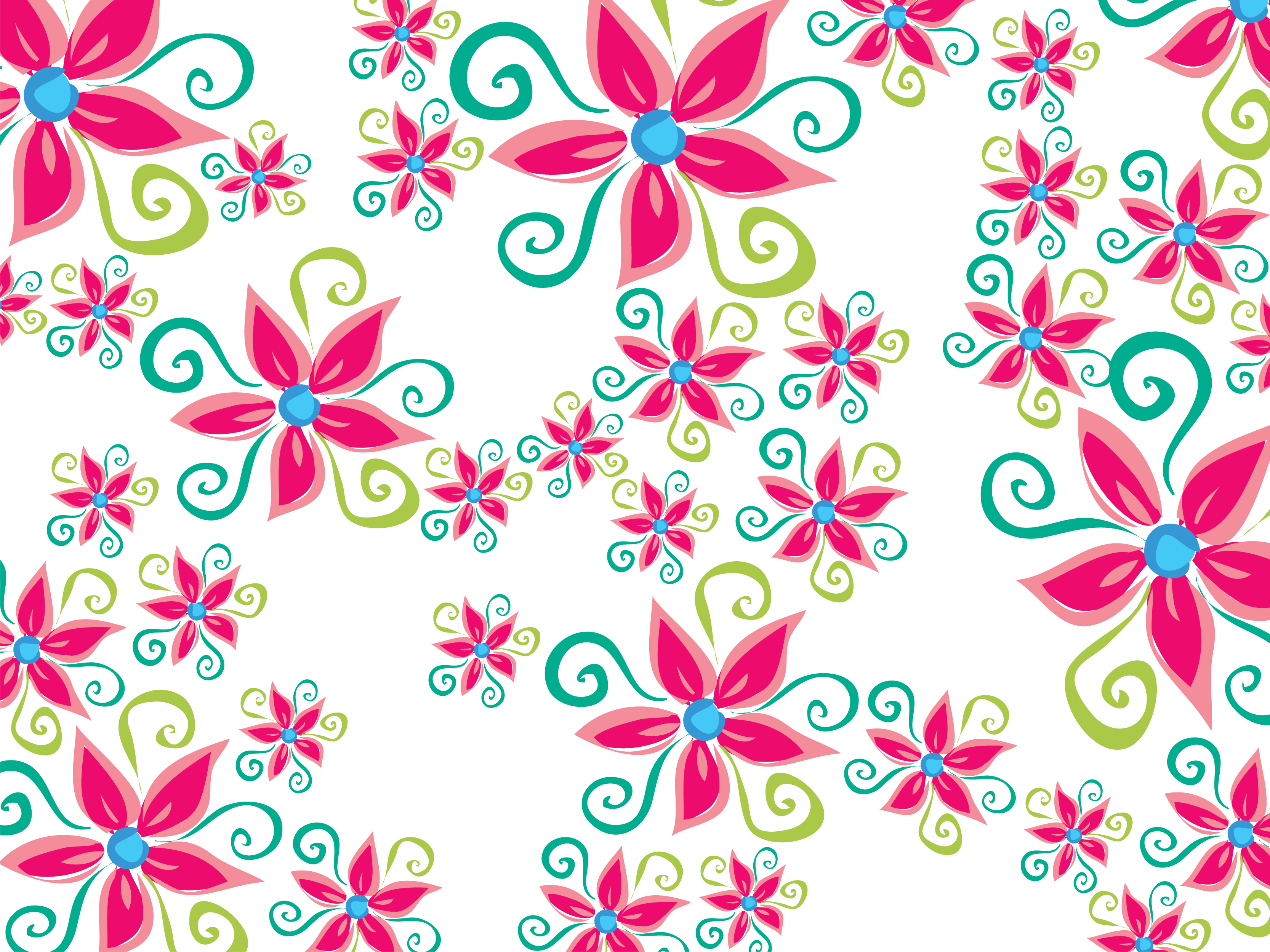 壁紙 背景イラスト 花の模様 柄 パターン No 002 手書き風 渦巻き