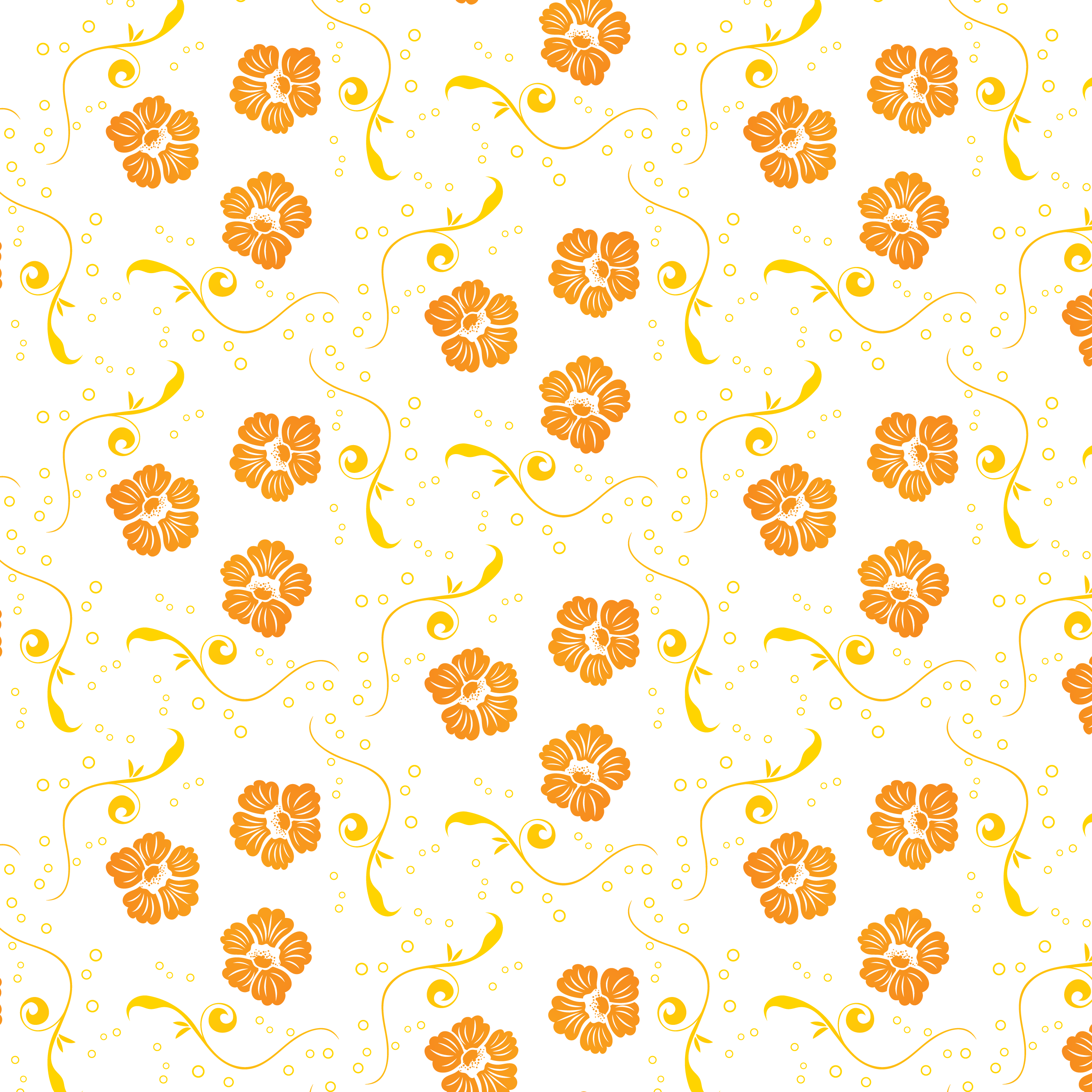 壁紙 背景イラスト 花の模様 柄 パターン No 006 オレンジ 葉