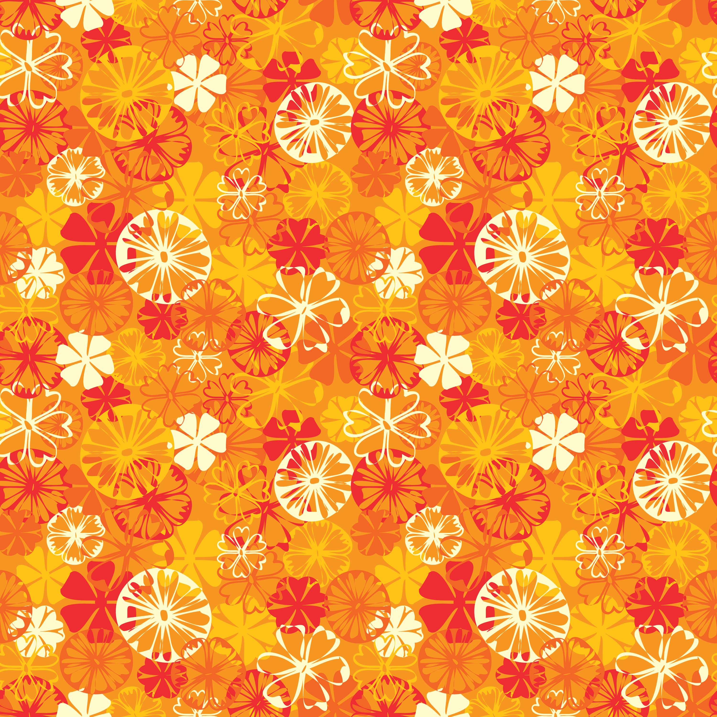 壁紙 背景イラスト 花の模様 柄 パターン No 043 赤白黄 たくさん