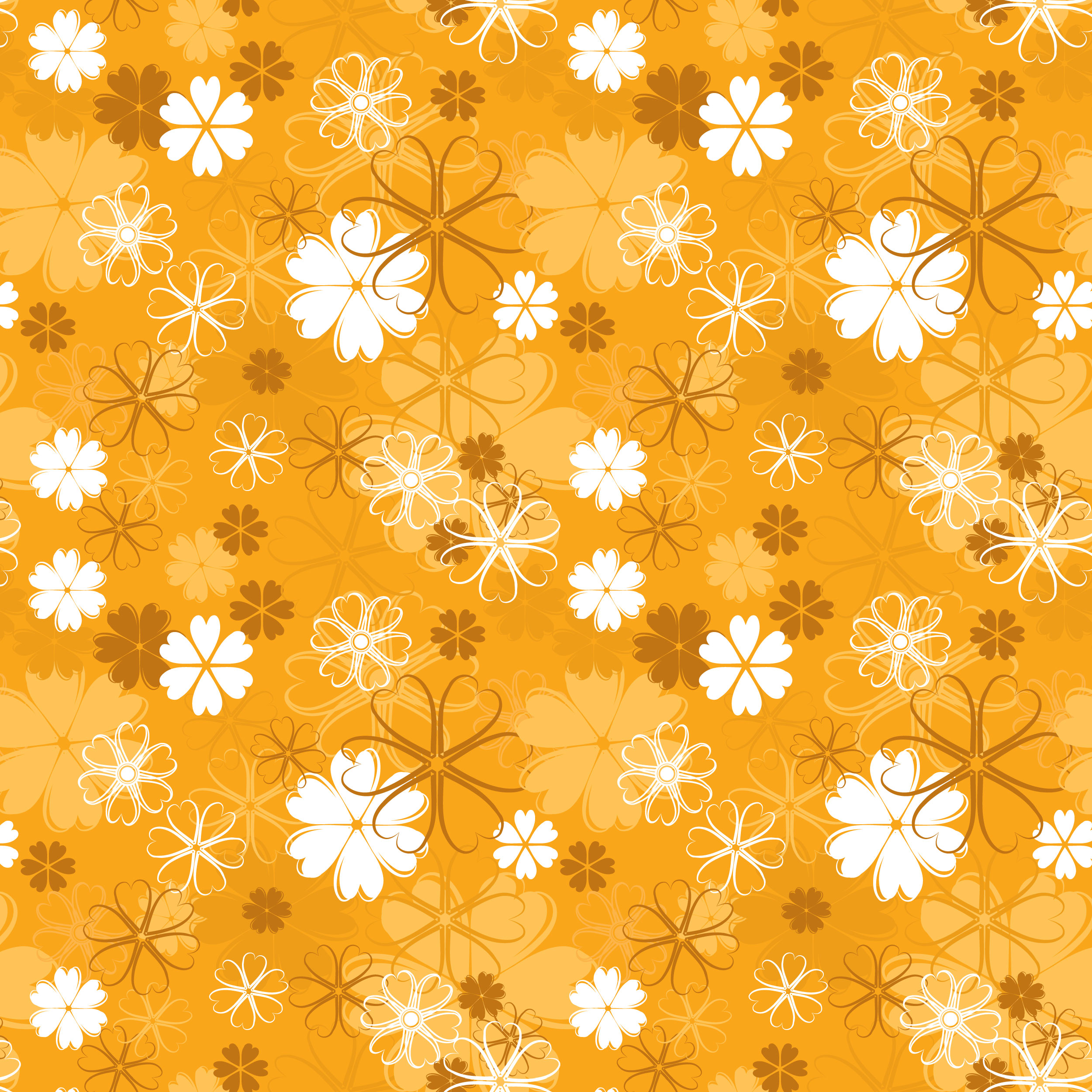 壁紙 背景イラスト 花の模様 柄 パターン No 044 白茶オレンジ たくさん