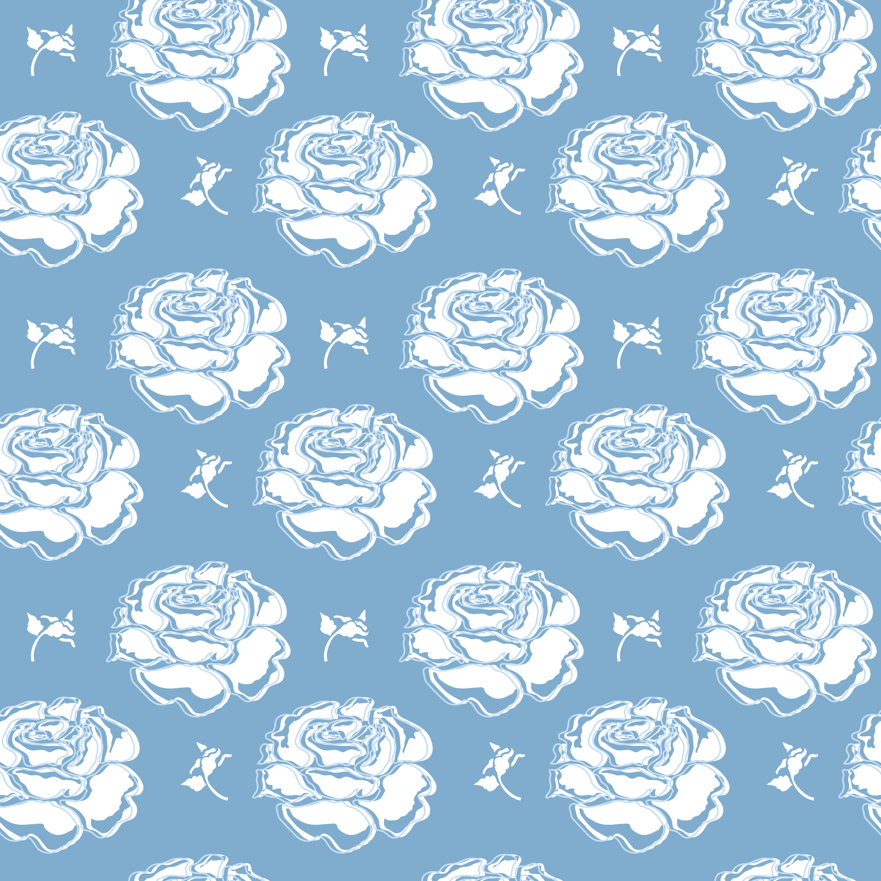 壁紙 背景イラスト 花の模様 柄 パターン No 047 白バラ 青背景