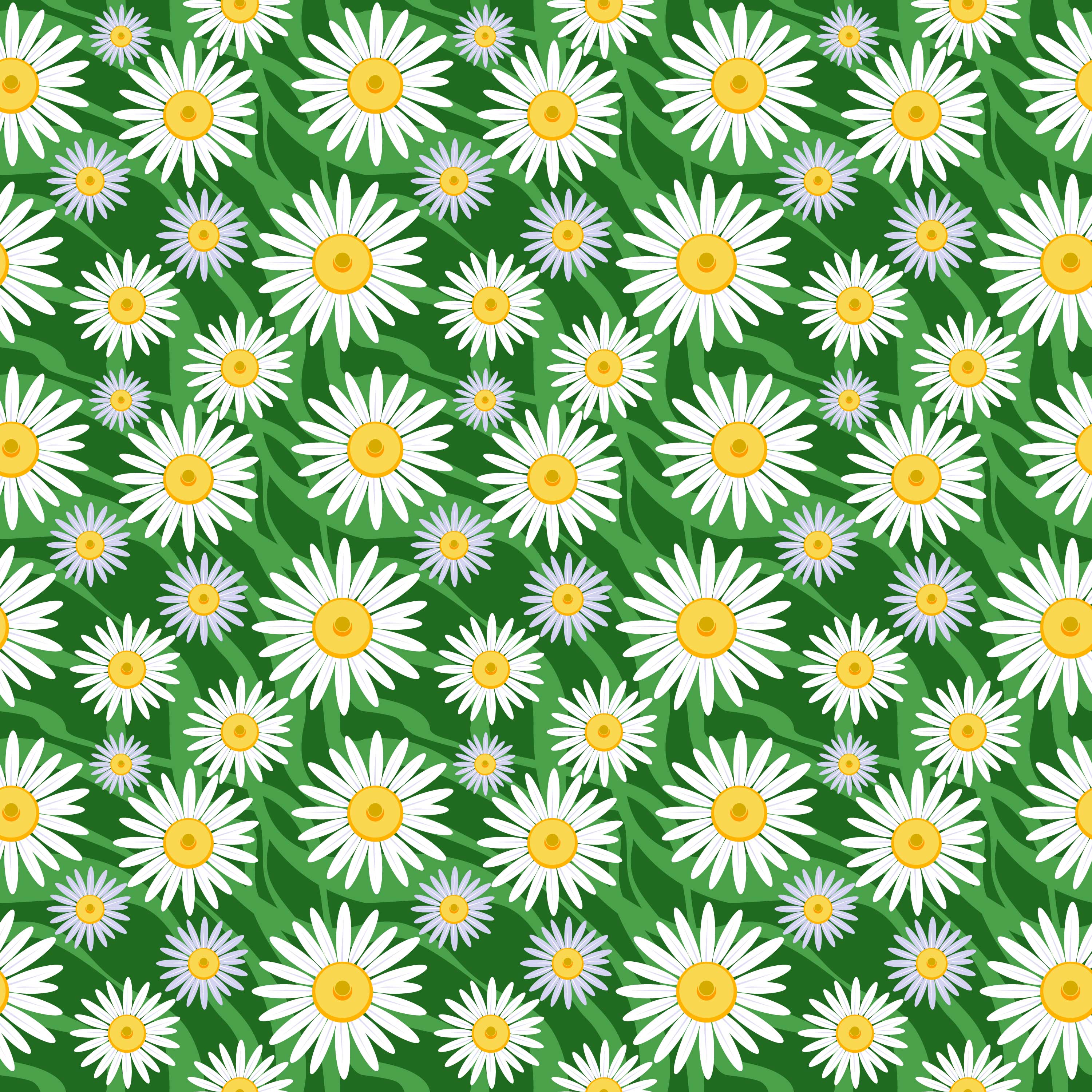 壁紙 背景イラスト 花の模様 柄 パターン No 3 白 水色 緑背景