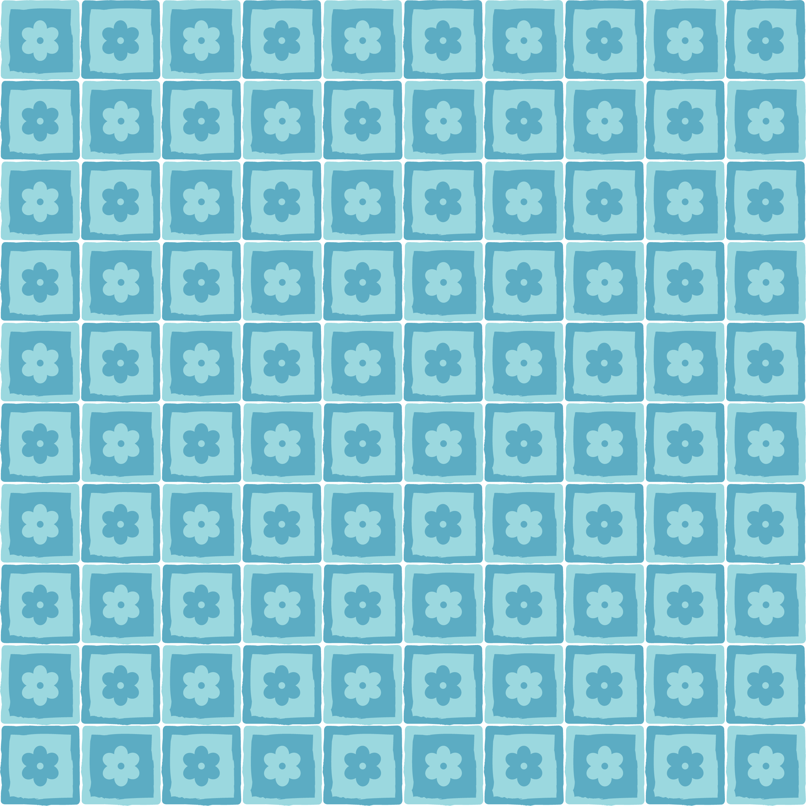 壁紙 背景イラスト 花の模様 柄 パターン No 084 青 水色 四角枠