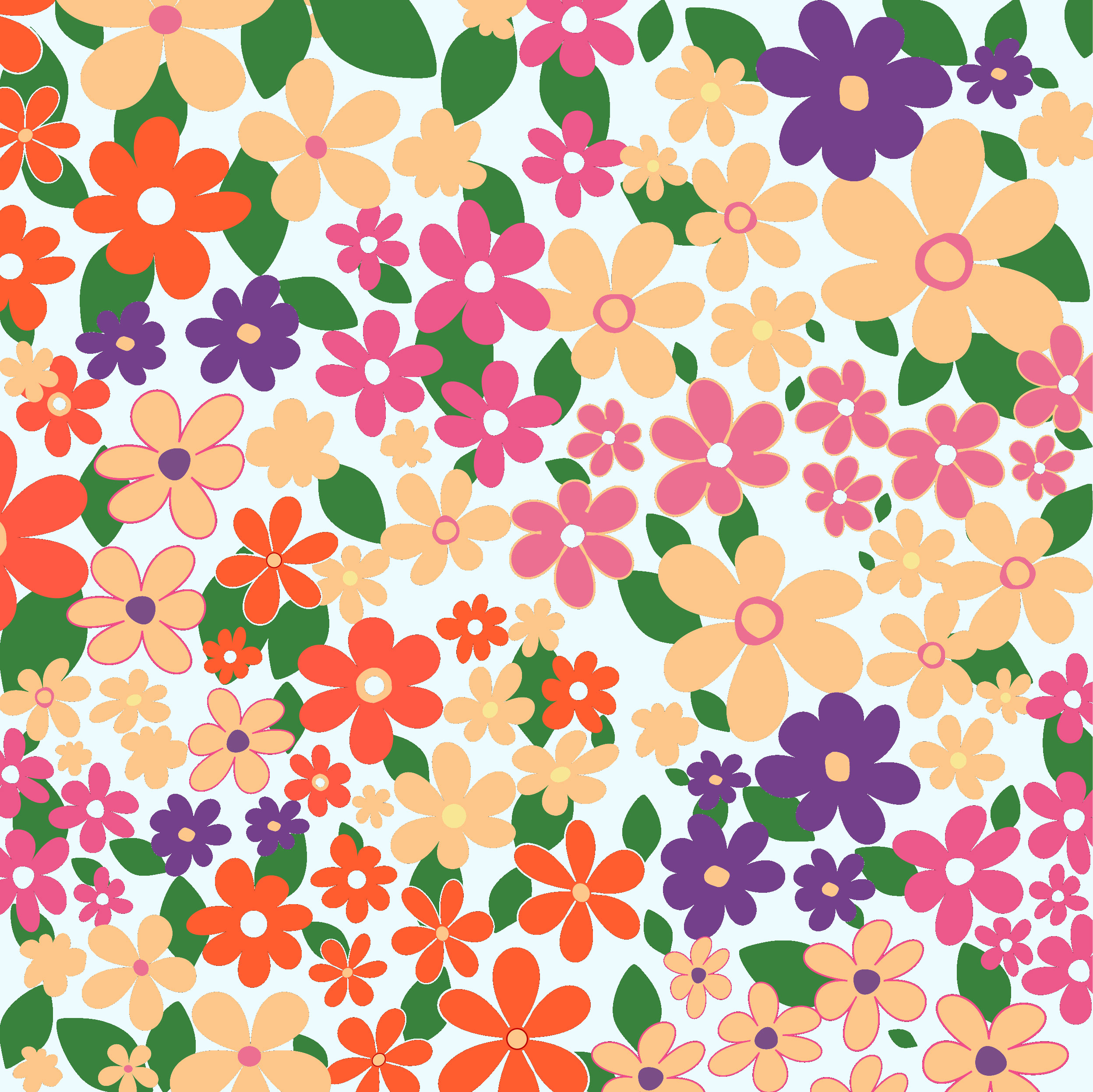 壁紙 背景イラスト 花の模様 柄 パターン No 115 色とりどりの花