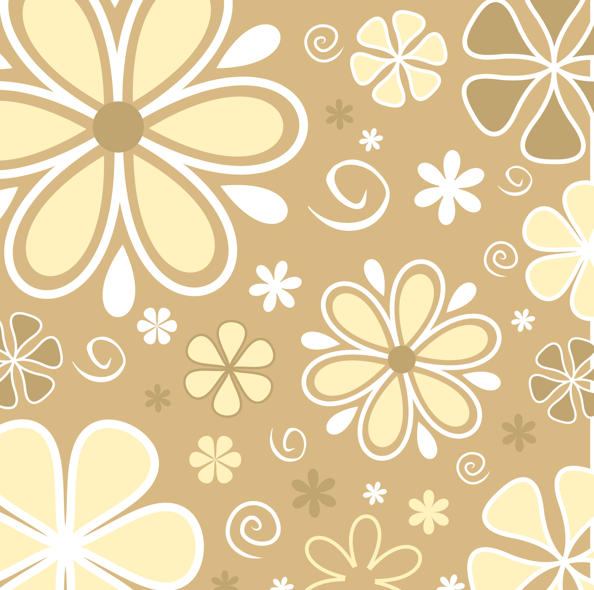 壁紙 背景イラスト 花の模様 柄 パターン No 118 ポップ ブラウン