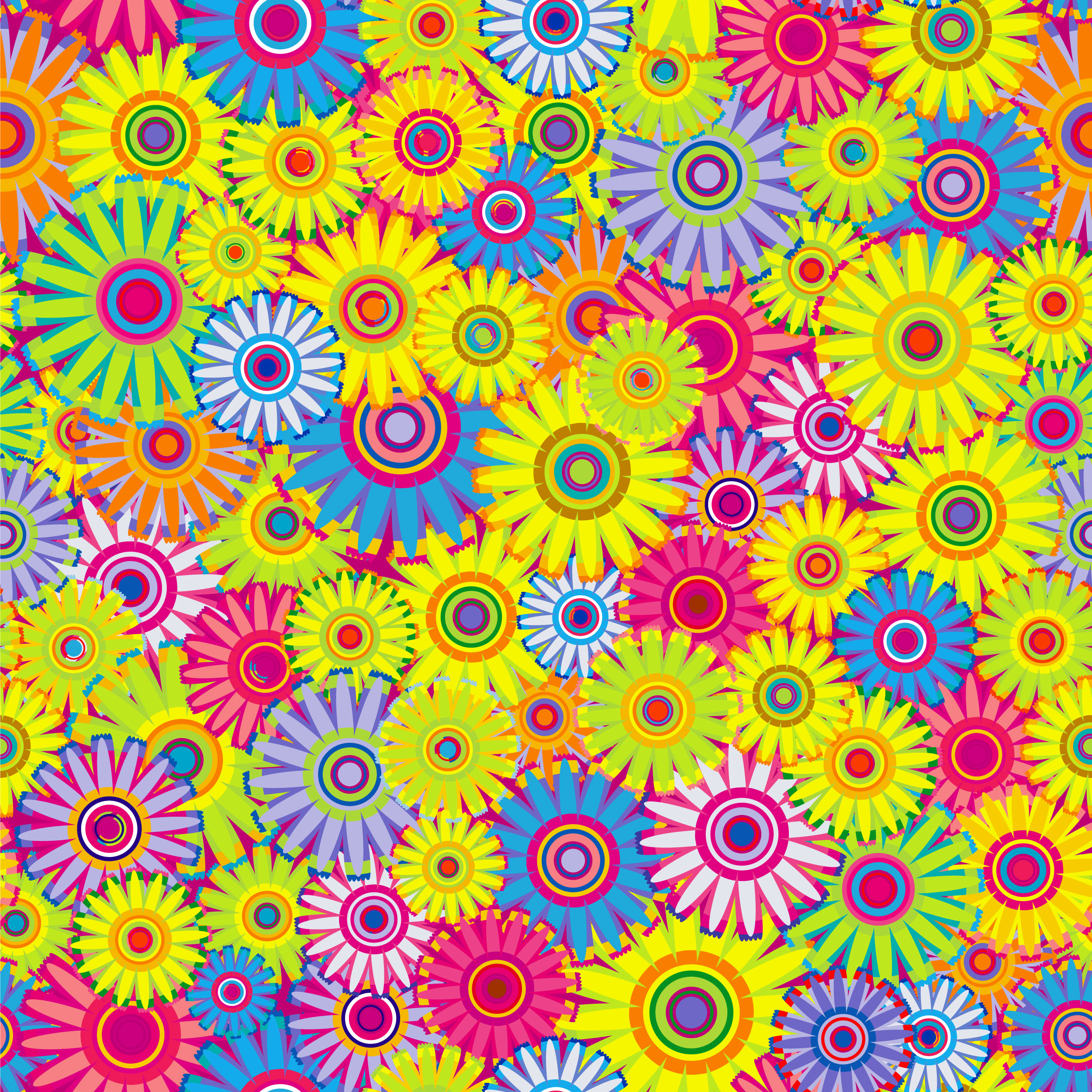 壁紙 背景イラスト 花の模様 柄 パターン No 124 カラフルフラワー