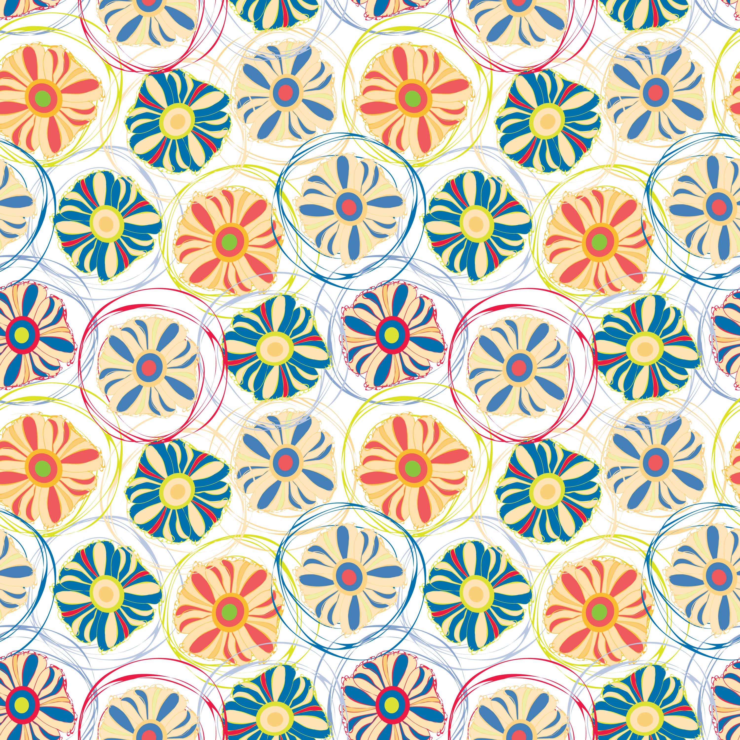 壁紙 背景イラスト 花の模様 柄 パターン No 130 手書き風枠