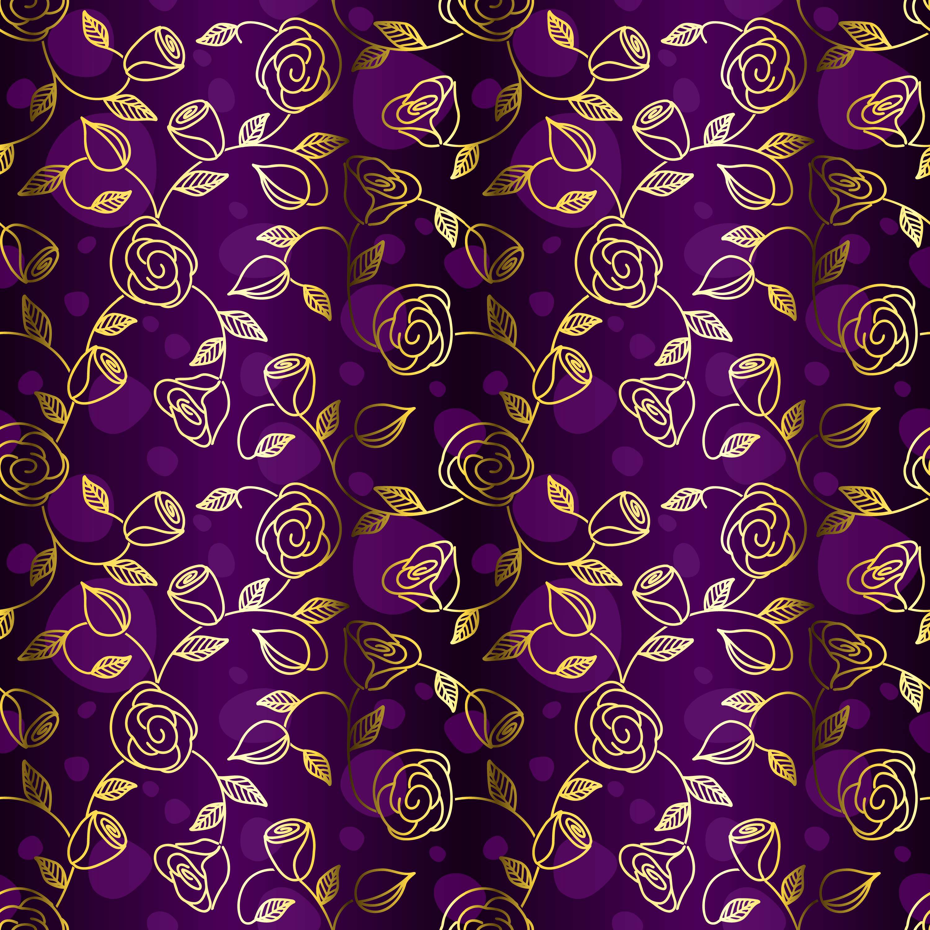 壁紙 背景イラスト 花の模様 柄 パターン No 148 バラ 紫 ゴールドライン