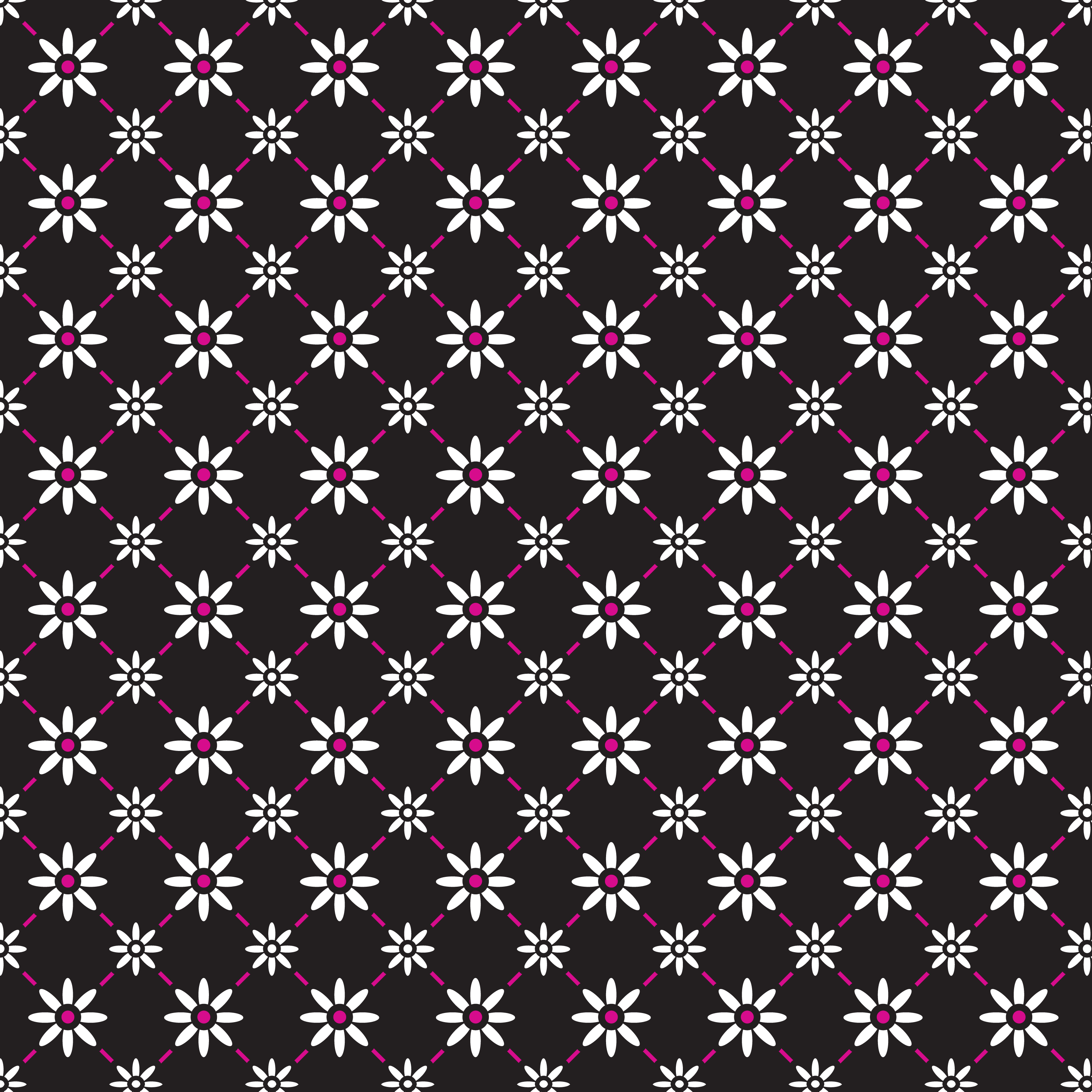 壁紙 背景イラスト 花の模様 柄 パターン No 149 大小の花 黒背景