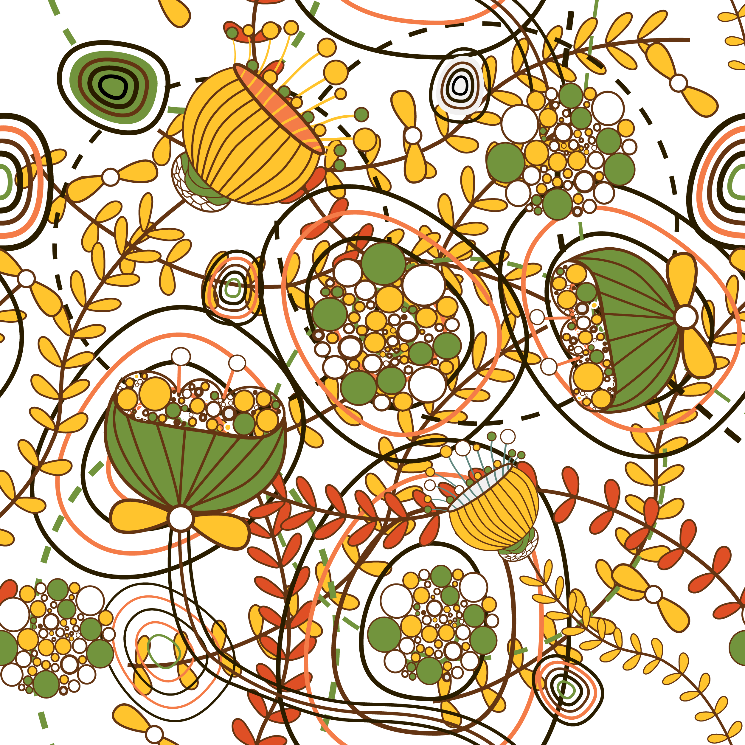 壁紙 背景イラスト 花の模様 柄 パターン No 162 ポップアート 茎葉