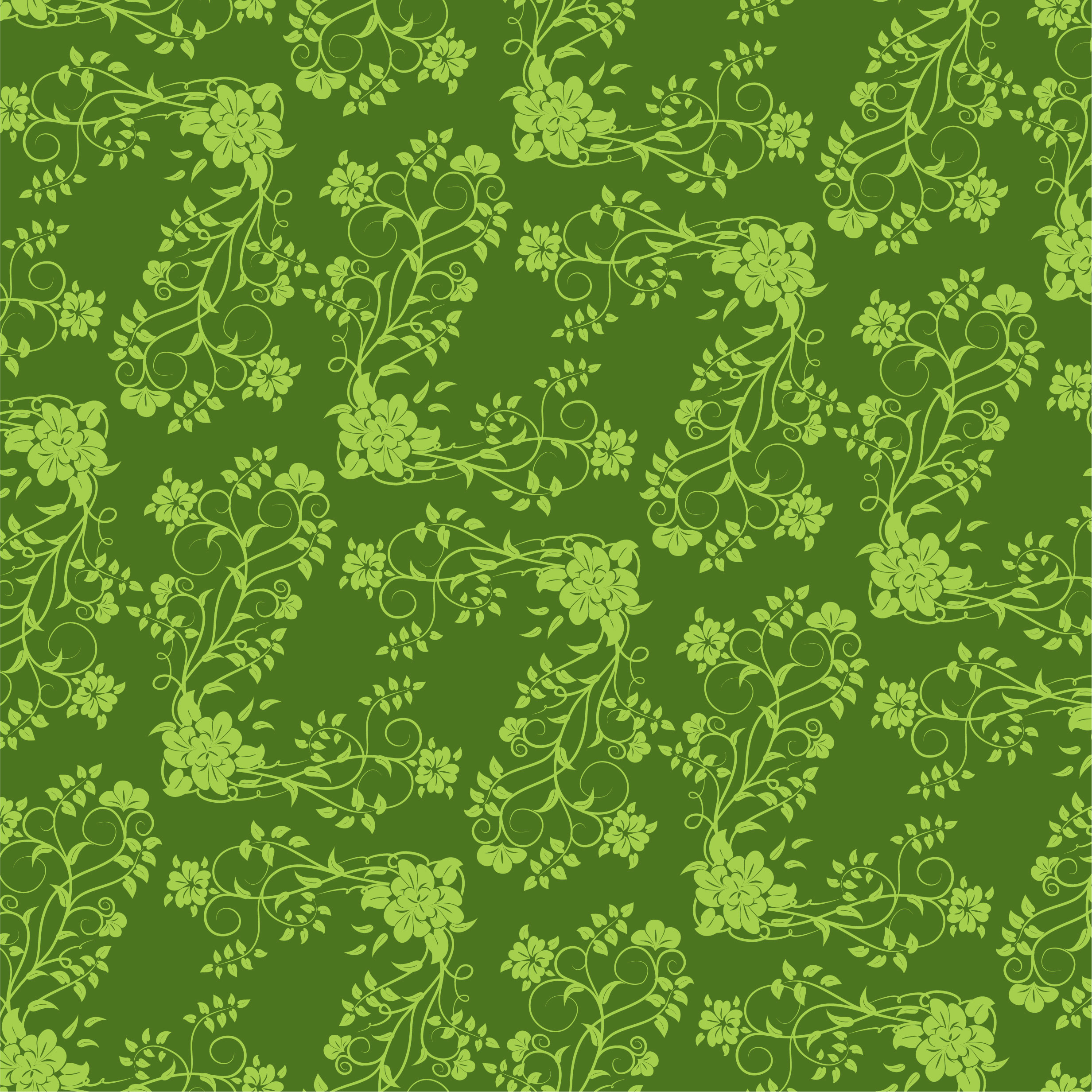 壁紙 背景イラスト 花の模様 柄 パターン No 2 緑 茎葉