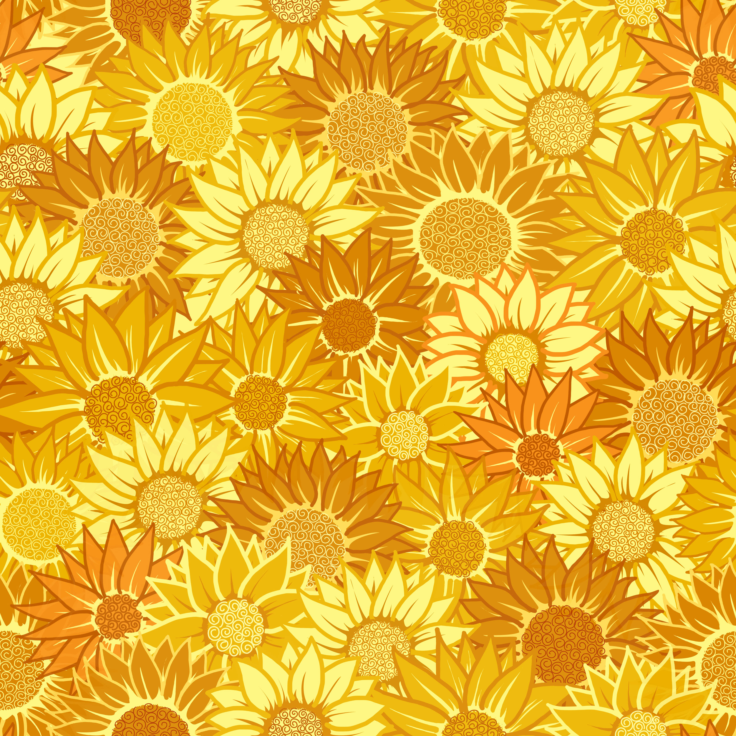 壁紙 背景イラスト 花の模様 柄 パターン No 291 ひまわり 黄