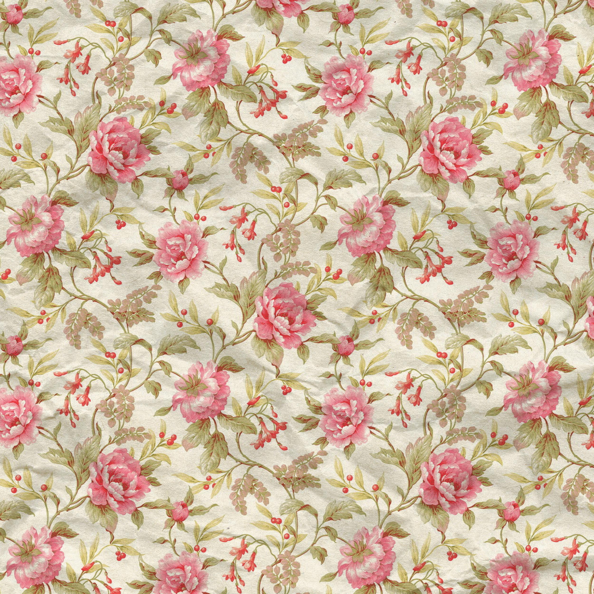 壁紙 背景イラスト 花の模様 柄 パターン No 185 ピンク 緑葉 布生地