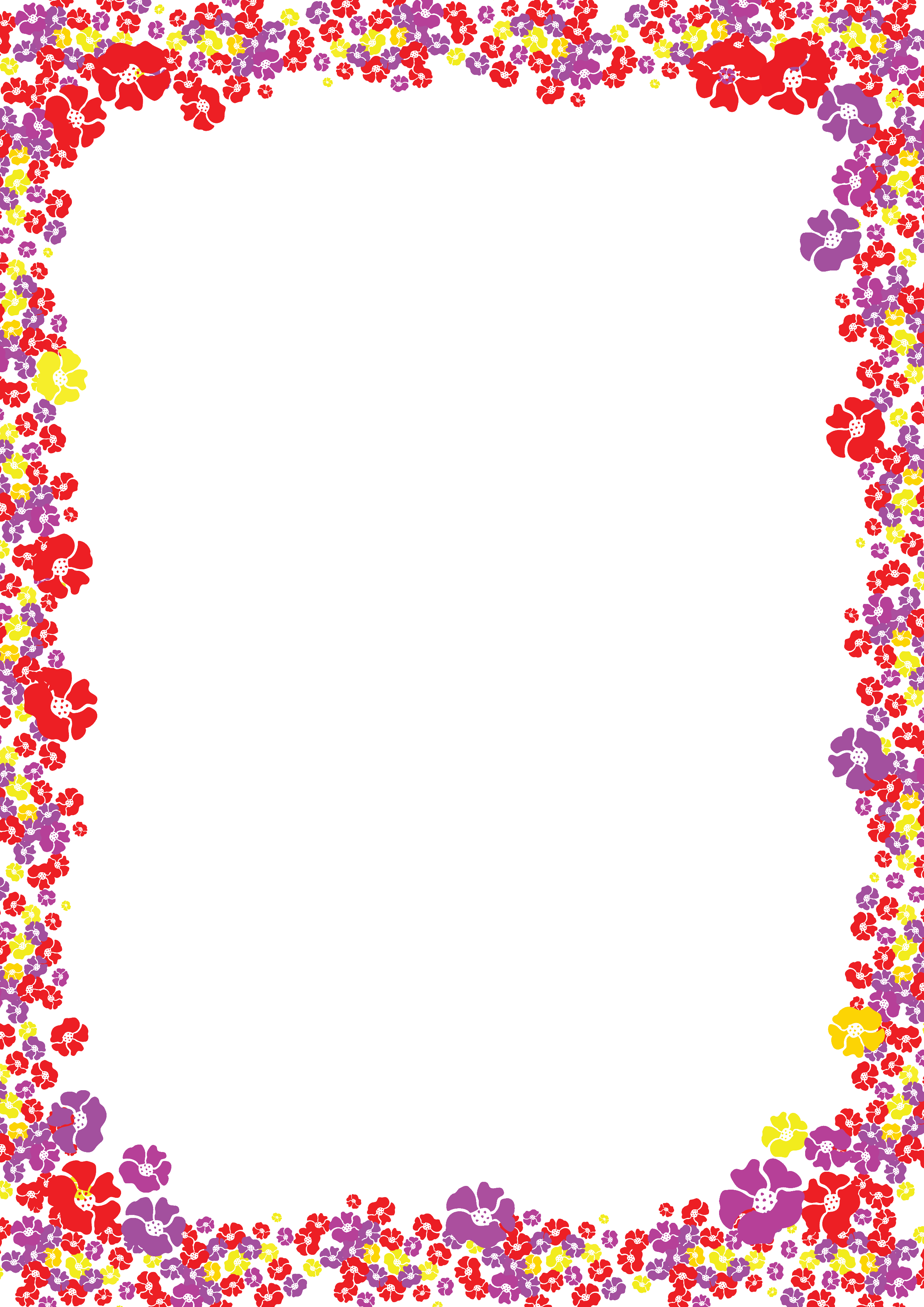 壁紙 背景イラスト 花のフレーム 外枠 No 018 カラフル 大小 透過色