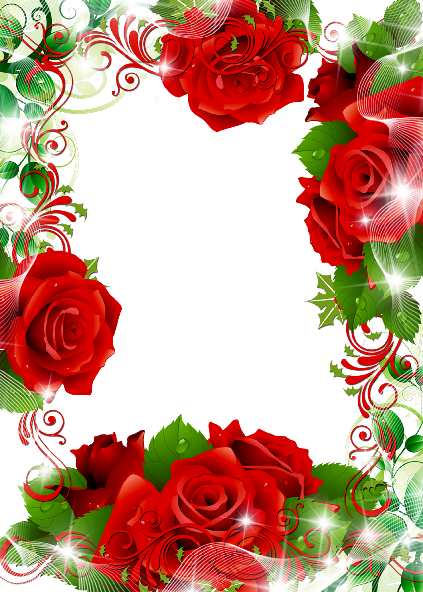 壁紙 背景イラスト 花のフレーム 外枠 No 024 赤いバラ 光彩 透過色