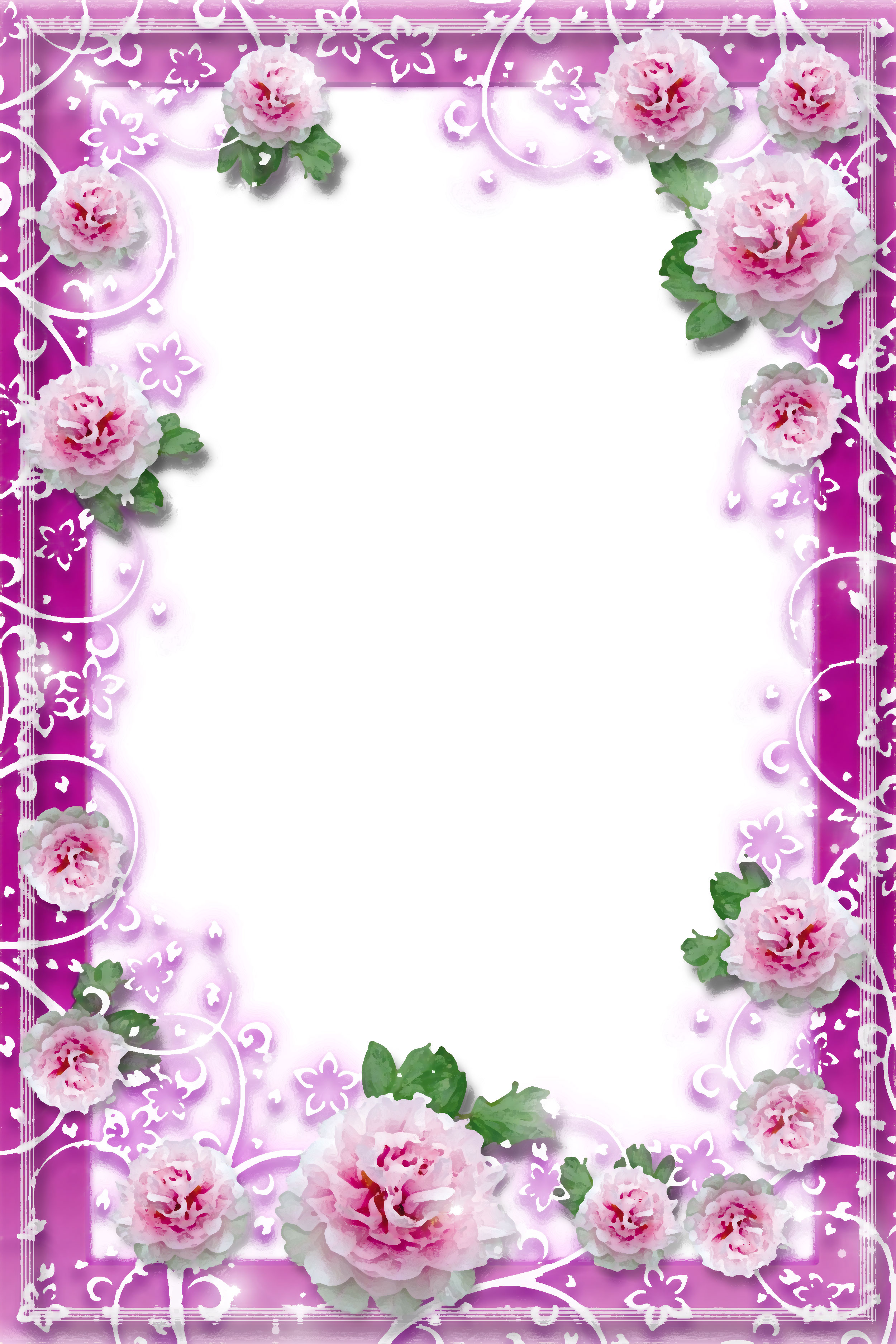 壁紙 背景イラスト 花のフレーム 外枠 No 045 白 紫 額縁