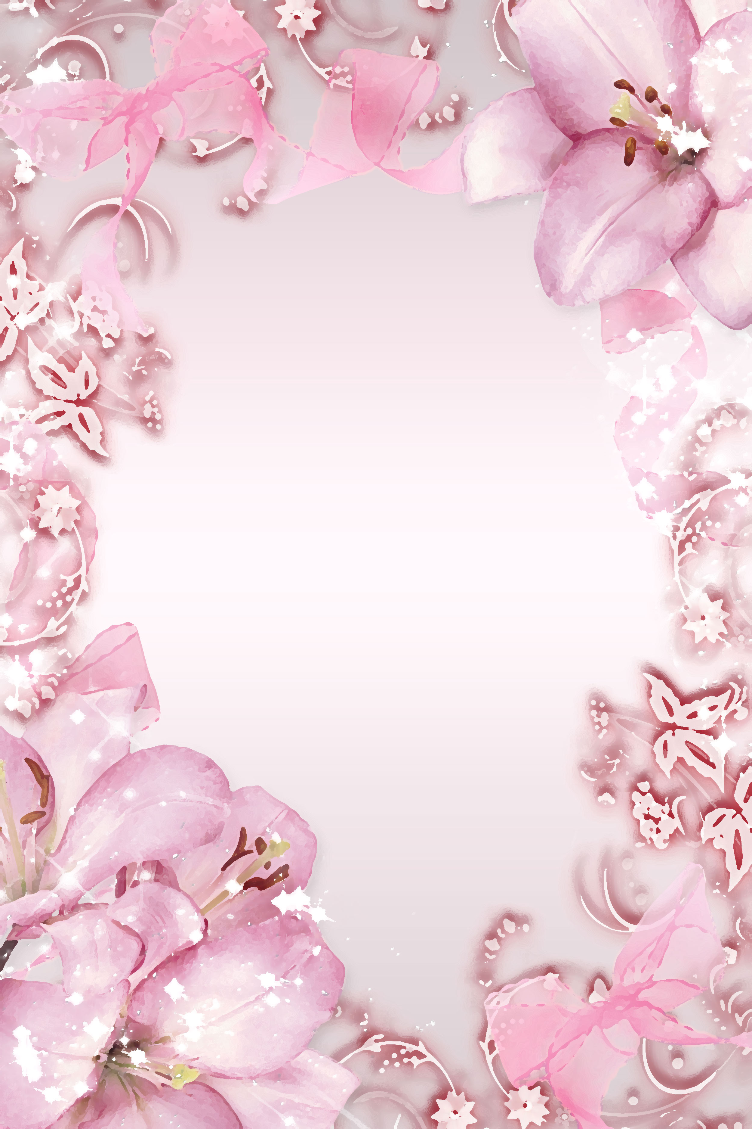 ピンクの花のイラスト フリー素材 壁紙 背景no 592 ピンク ユリ 光彩