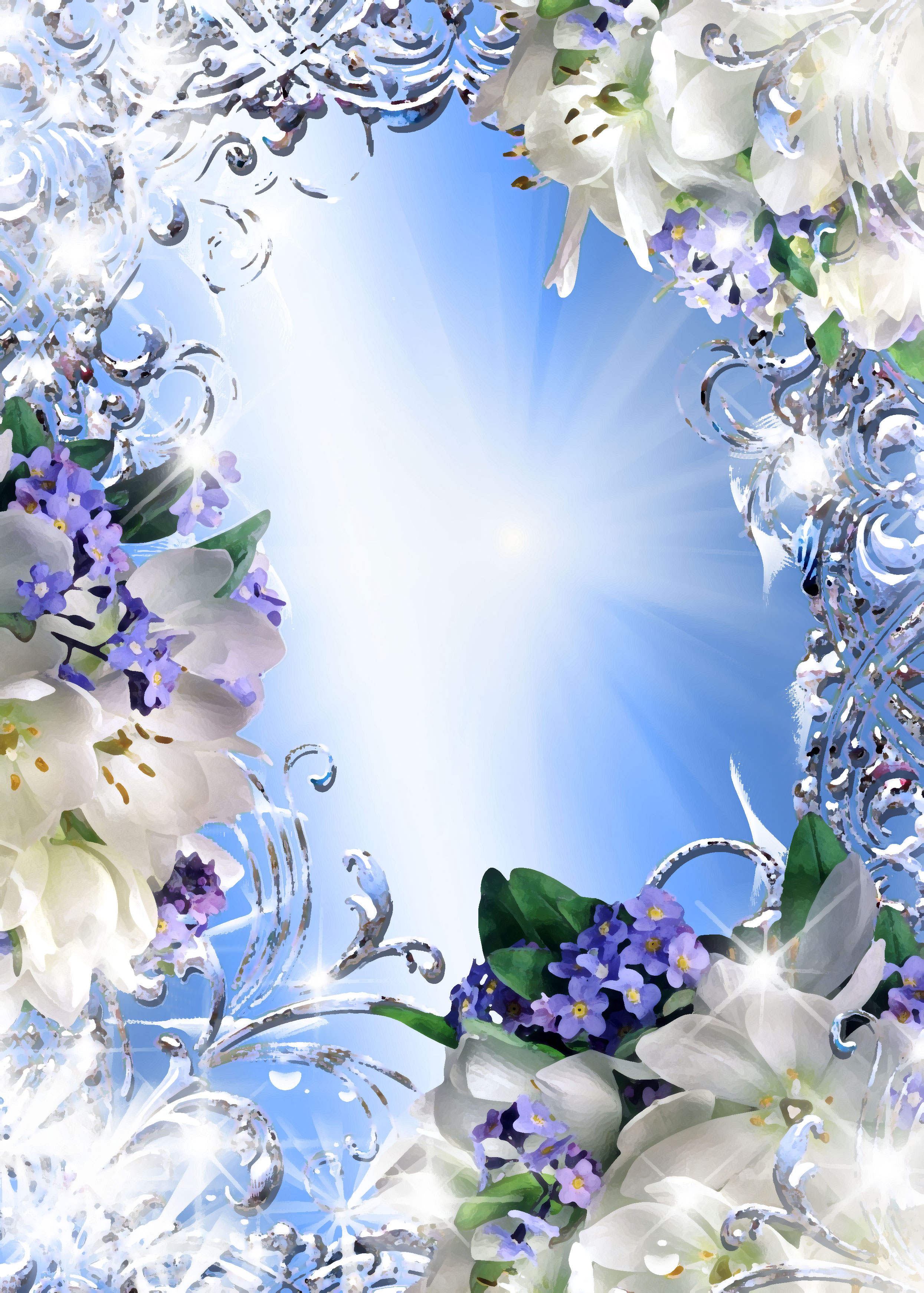 白いの花のイラスト フリー素材 背景 壁紙no 345 青紫白 光 青空