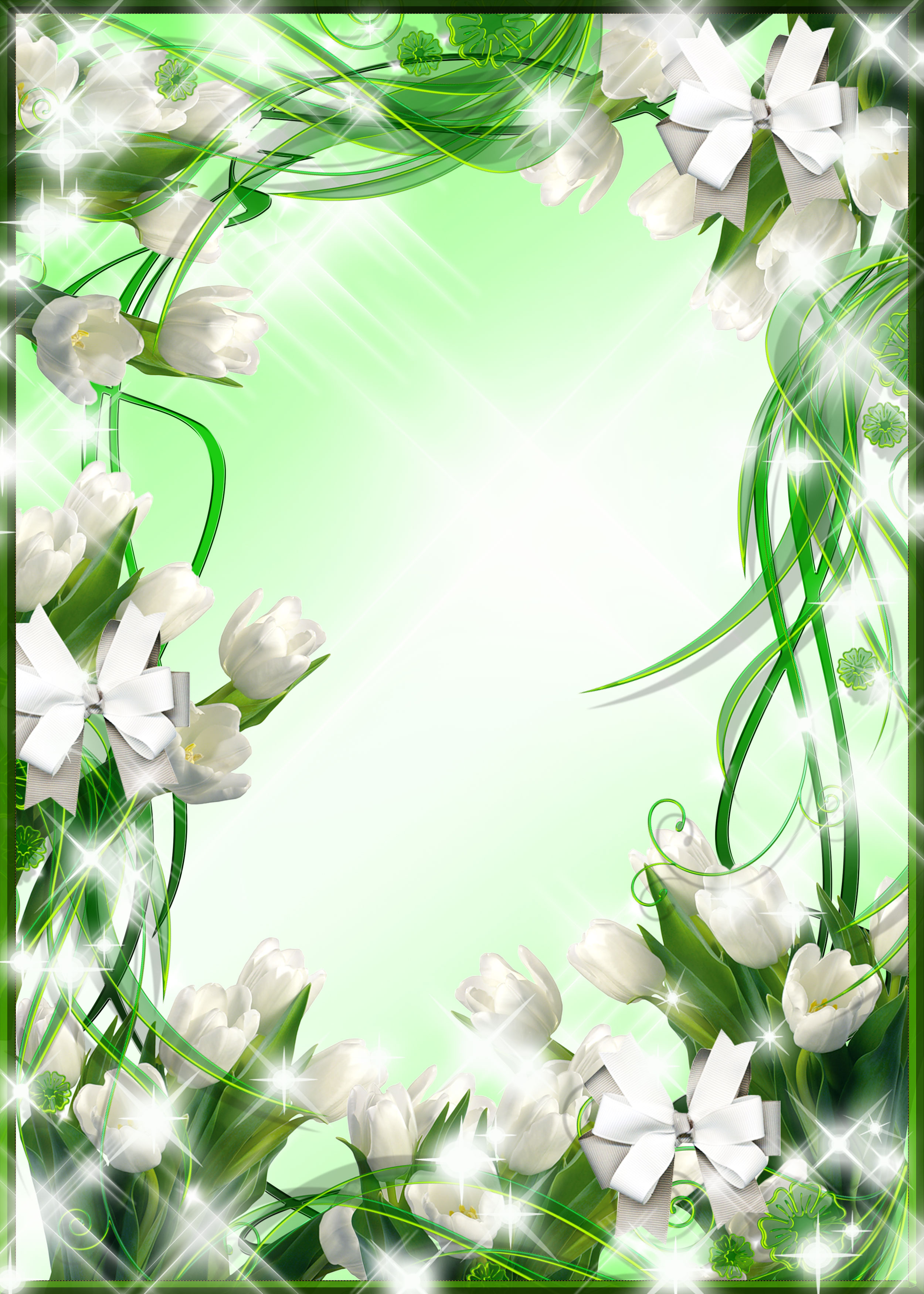 白いの花のイラスト フリー素材 背景 壁紙no 353 白チューリップ リボン