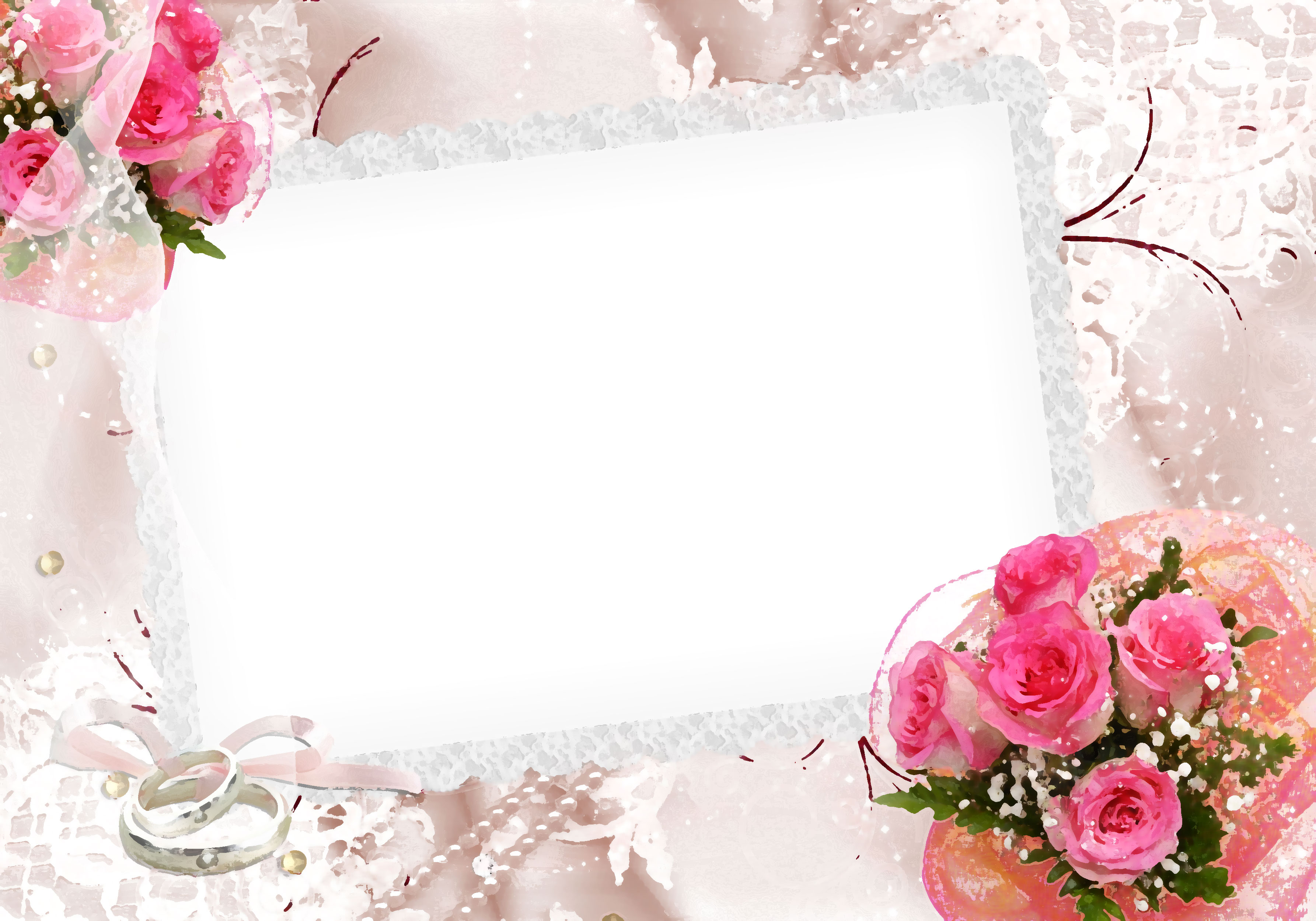 壁紙 背景イラスト 花のフレーム 外枠 No 134 ピンクバラ 花束 リング