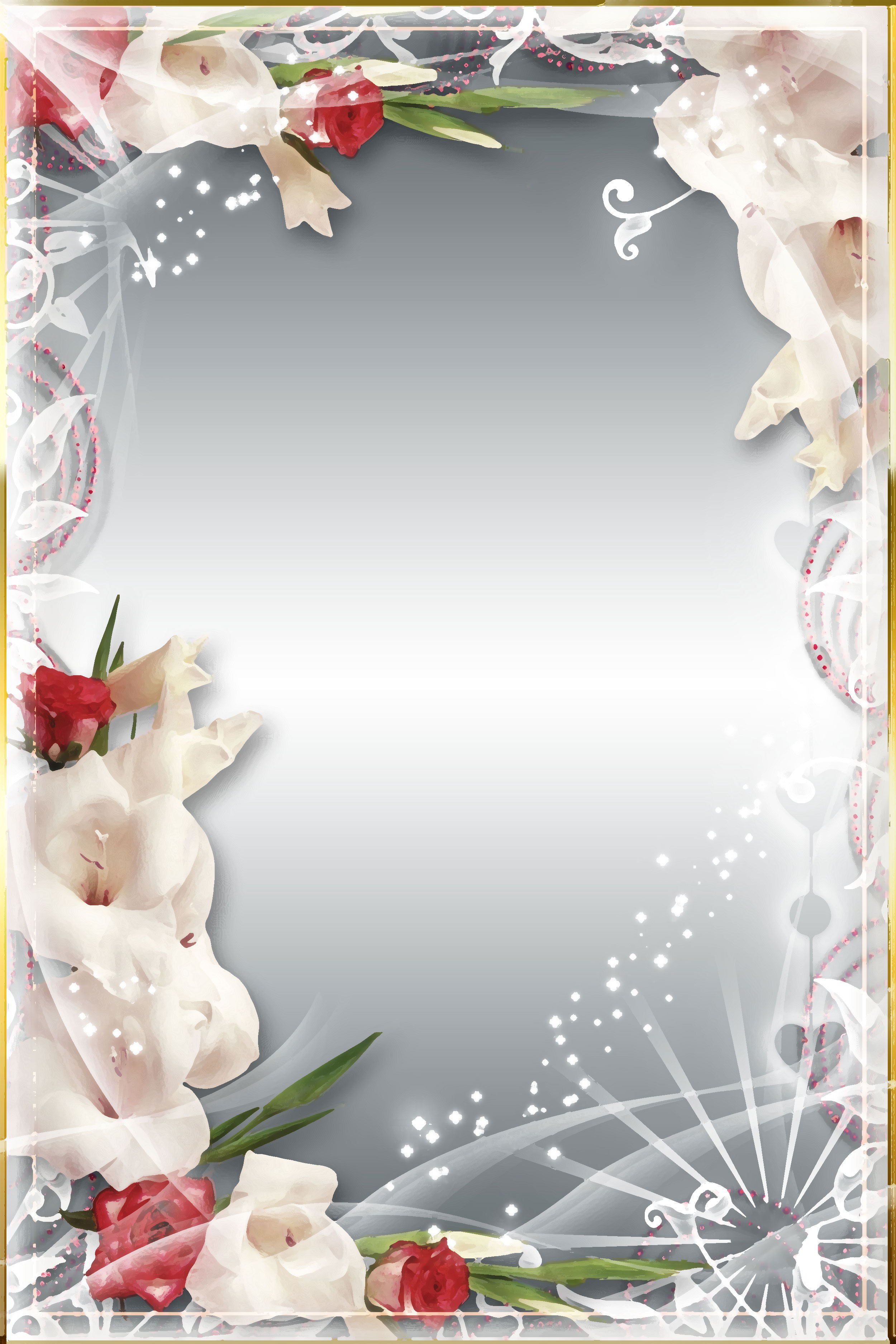 壁紙 背景イラスト 花のフレーム 外枠 No 138 赤白 バラ 光彩