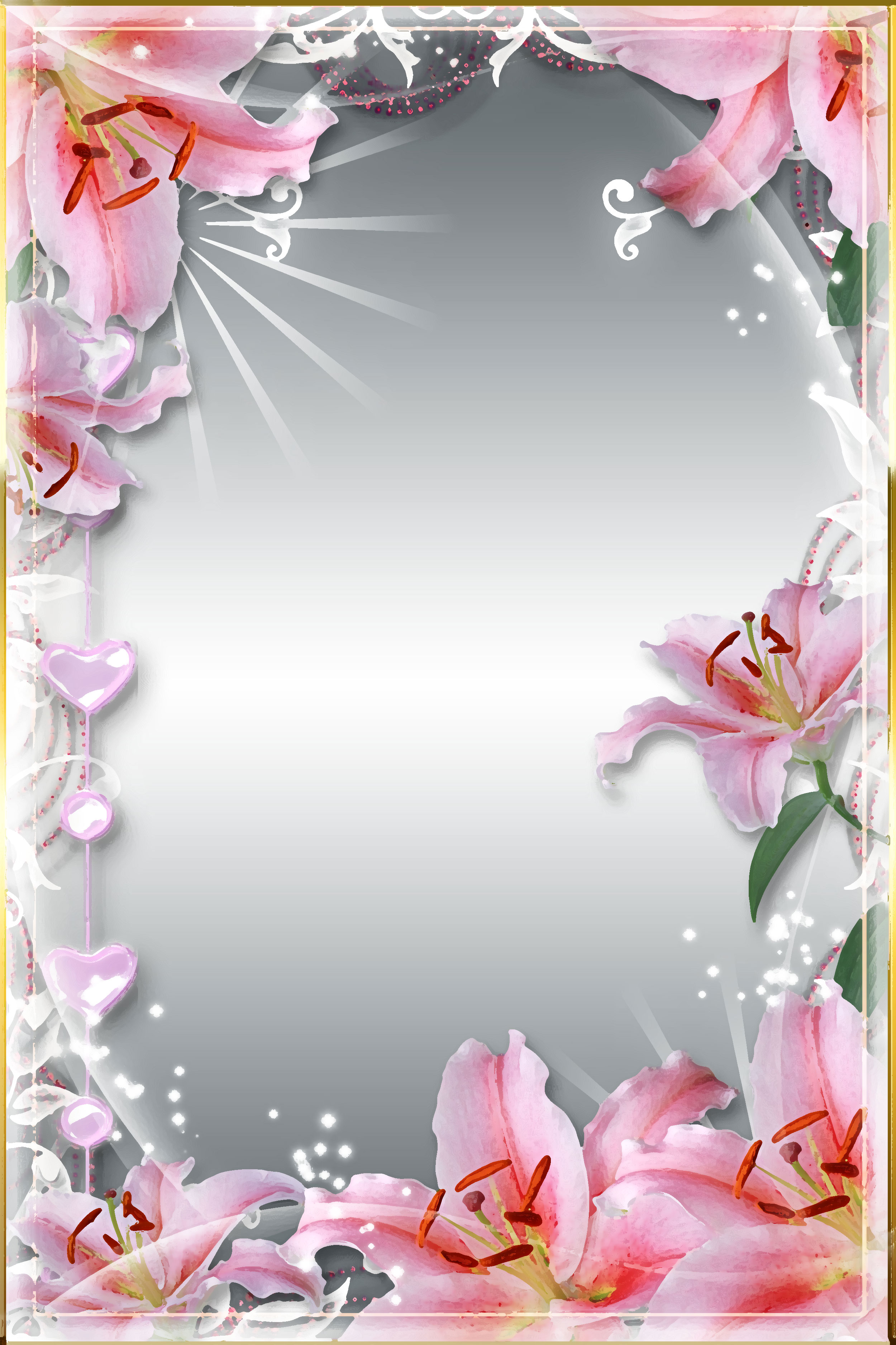 ピンクの花のイラスト フリー素材 壁紙 背景no 610 ピンクのユリ ハート