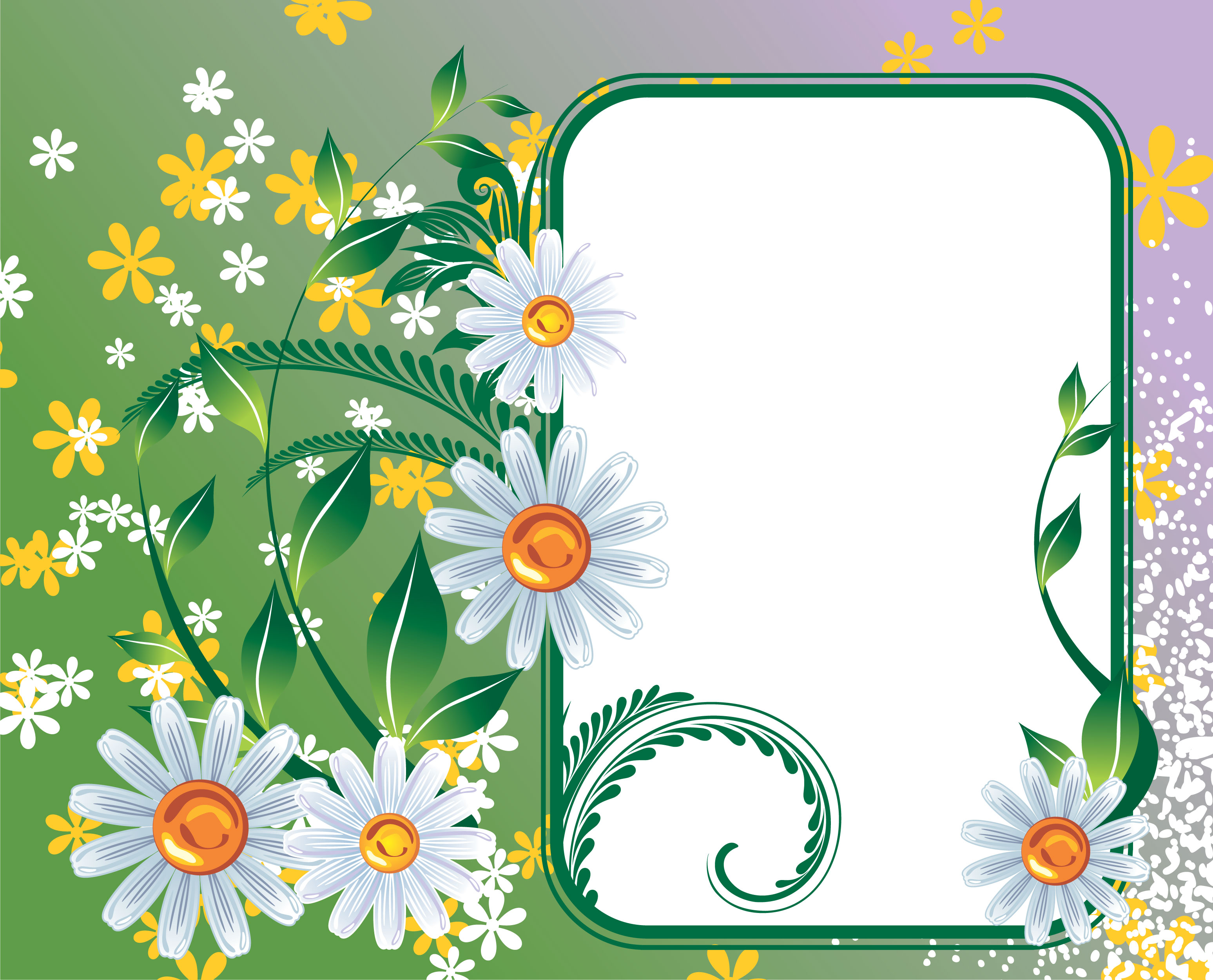 壁紙 背景イラスト 花のフレーム 外枠 No 172 白黄 緑葉 縦窓