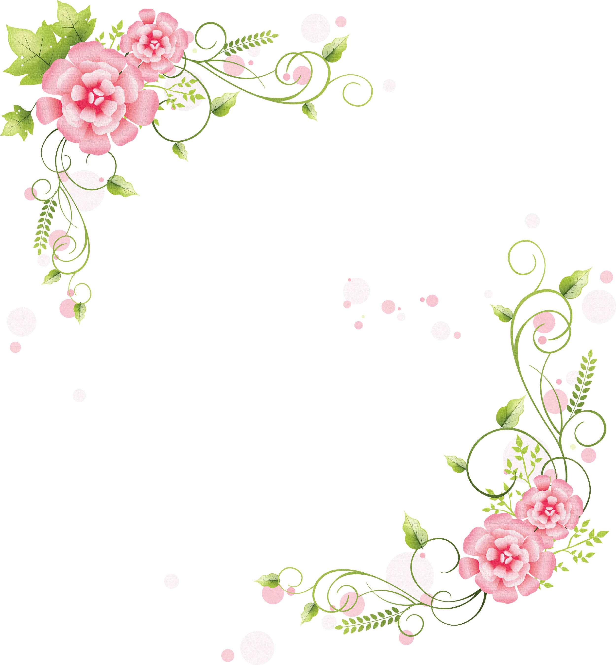 壁紙 背景イラスト 花のフレーム 外枠 No 186 ピンク 茎葉 曲線