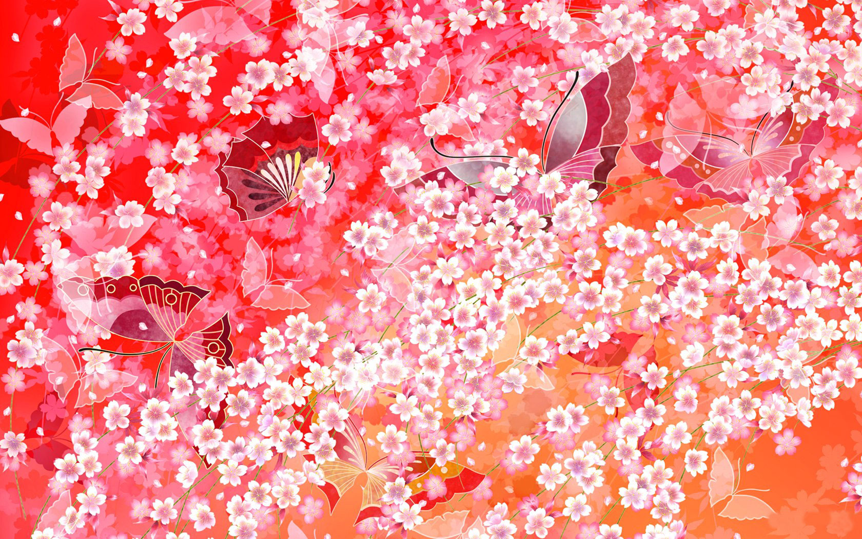 桜 さくら の画像 イラスト フリー素材 No 044 桜壁紙 ピンク 蝶 淡い