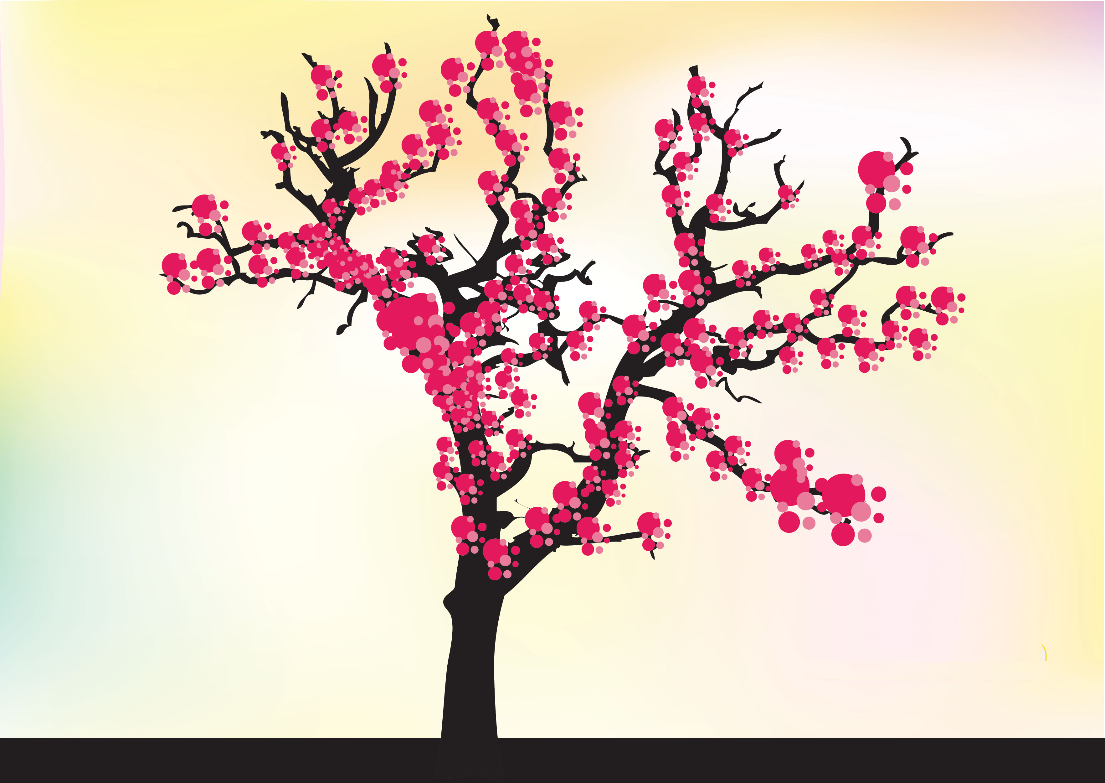うめ 梅 のイラスト 画像no 053 壁紙 ポップなウメの木 無料のフリー素材集 百花繚乱
