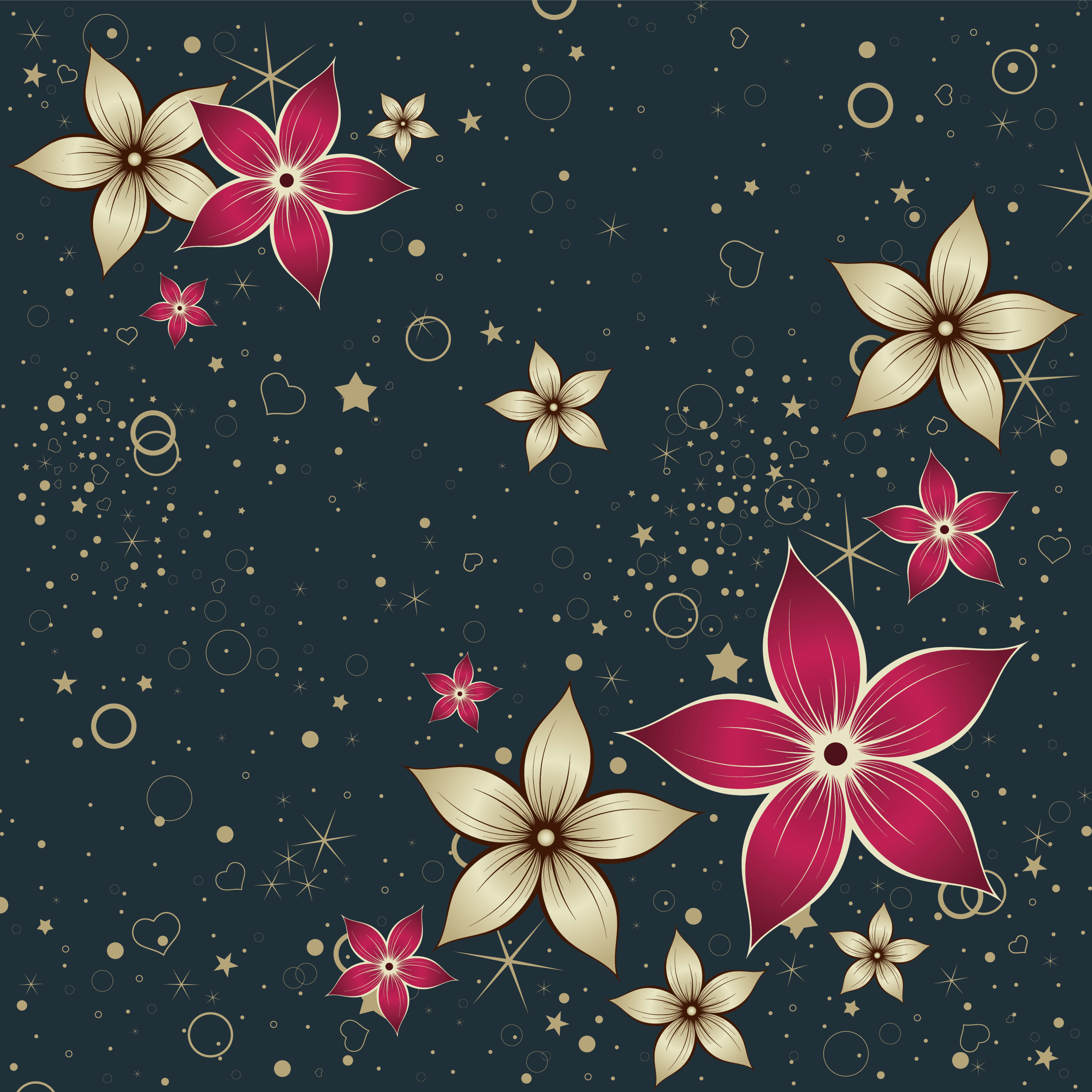 花のイラスト フリー素材 壁紙 背景no 253 宇宙 赤茶 星