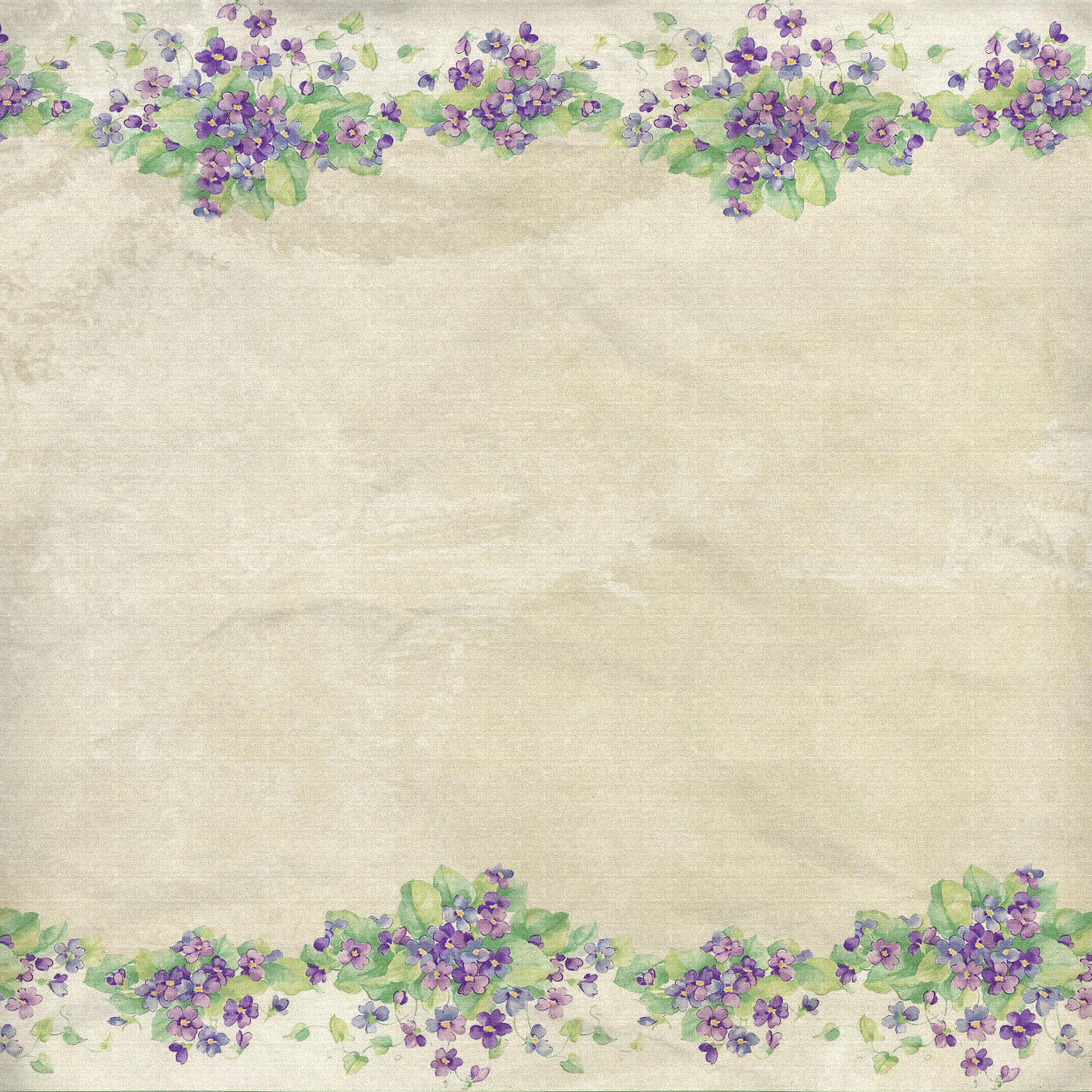 花のイラスト フリー素材 壁紙 背景no 293 紫 草葉 レトロ調