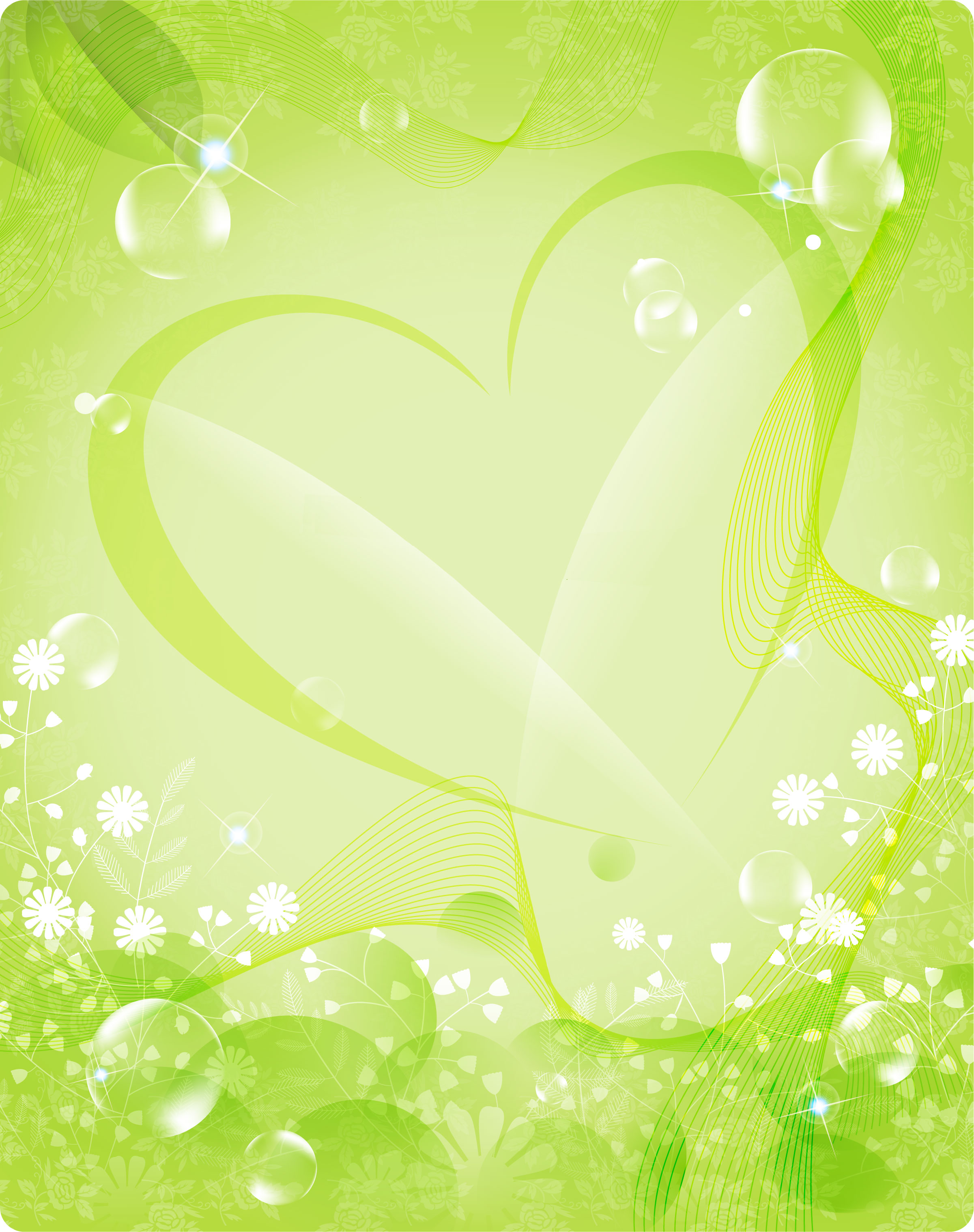 緑色の花のイラスト フリー素材 背景 壁紙no 1 緑 ハート型 光彩
