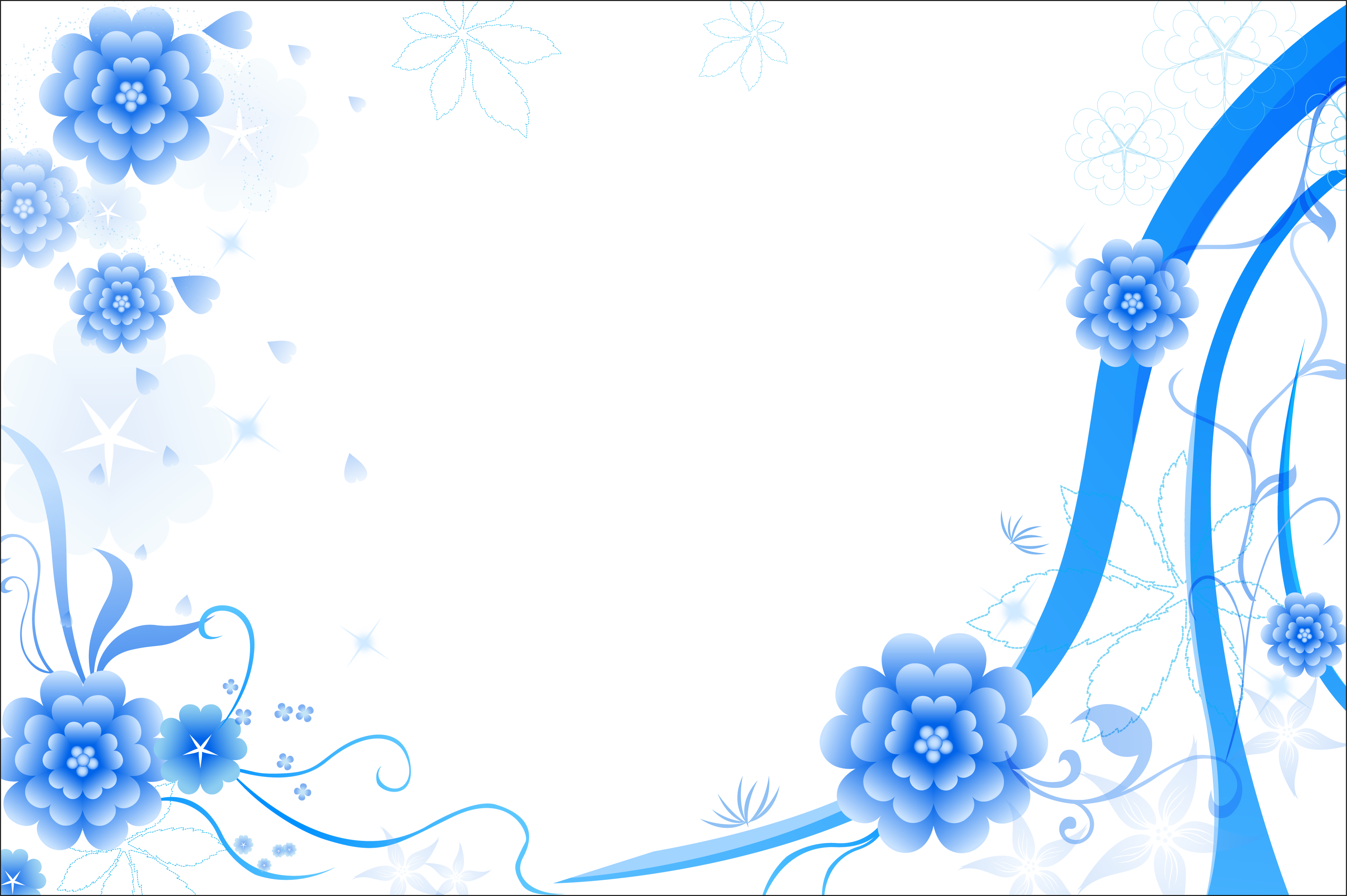 花のイラスト フリー素材 壁紙 背景no 535 青 茎蔓 ハート