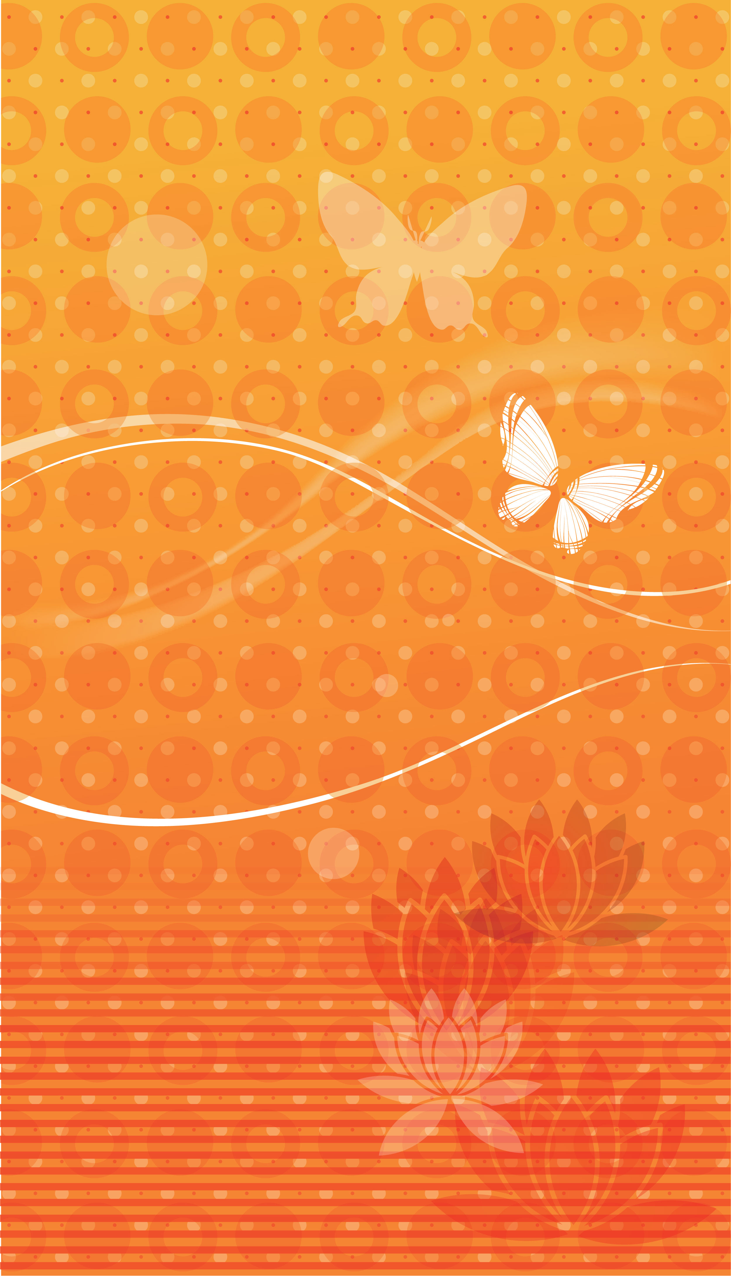 オレンジ色の花のイラスト フリー素材 壁紙 背景no 229 蝶 蓮華 オレンジ